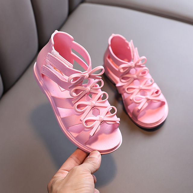 Summer Roman Sandals Girls Gladiator Boots Narrow Band Fashion Princess Soft Bottom Shoes Baby Beach Shoes