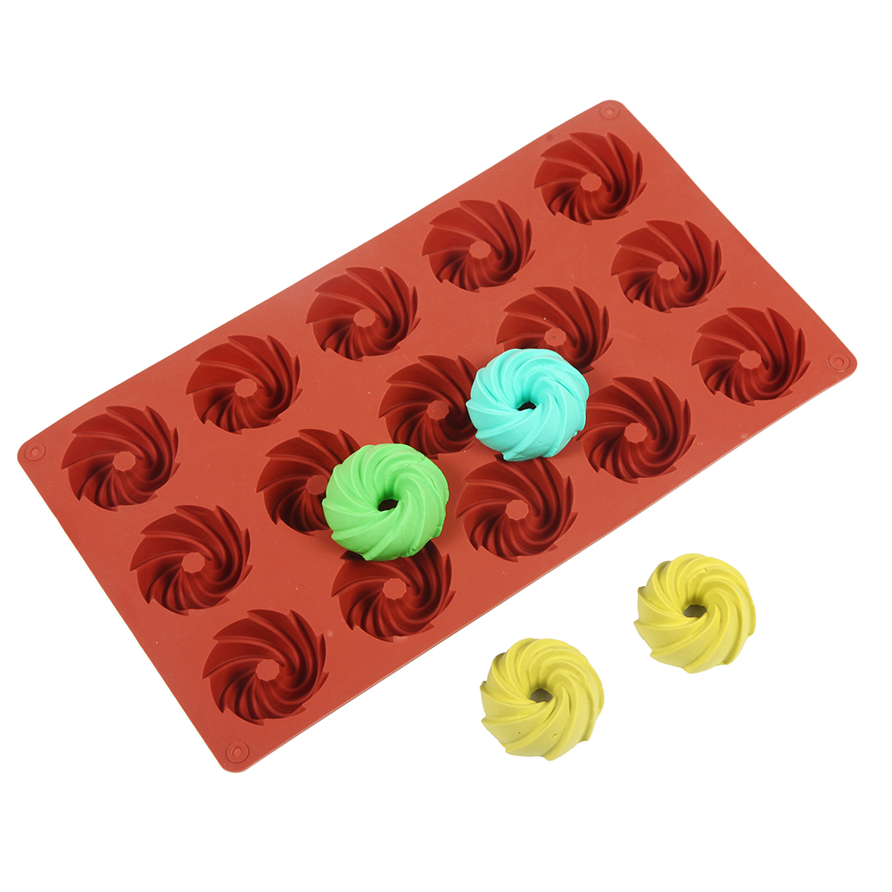 15-Cavity Silicone Cake Molds for Baking Dessert Mousse New Decorating Moulds 3D DIY Spiral Shape Chocolate Bakeware Tool