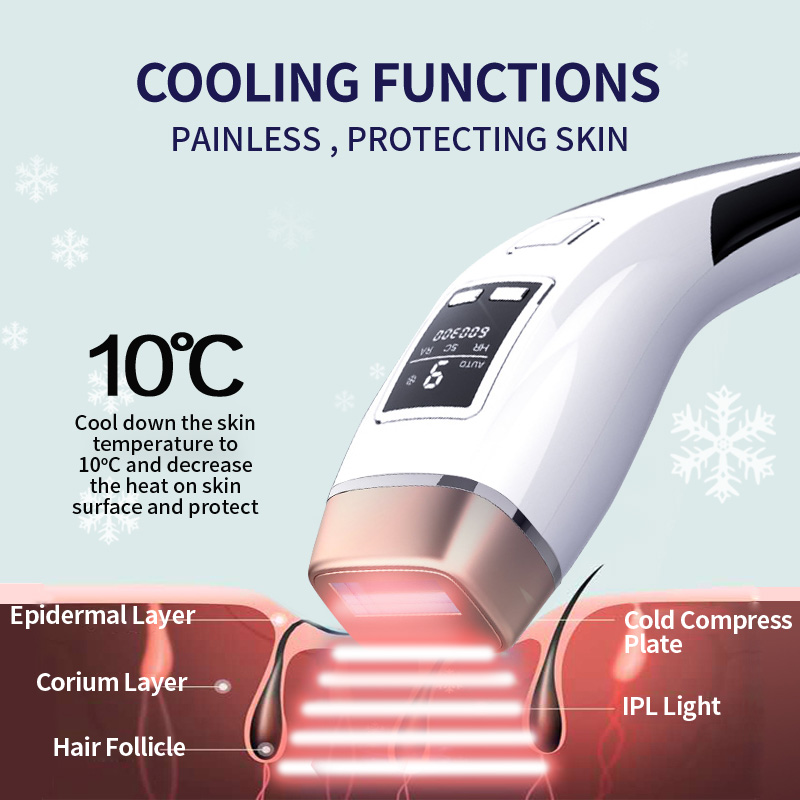 4in1 IPL Hair Removal Laser Epilator 999000 Flash Cooling LCD Acne Treatment