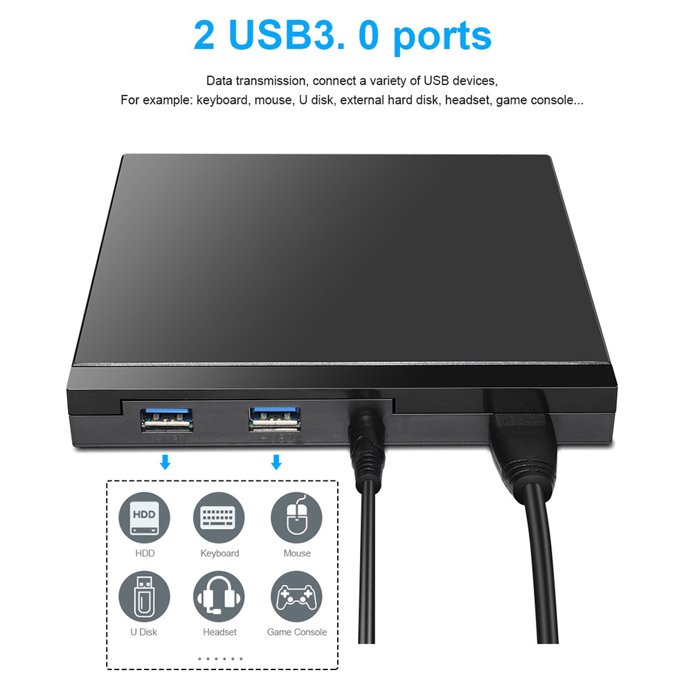 USB 3.0 External CD/DVD Optical Drive CD/DVD Player DVD Burner with USB 3.0 Ports Card Reader for MacBook PC Laptop