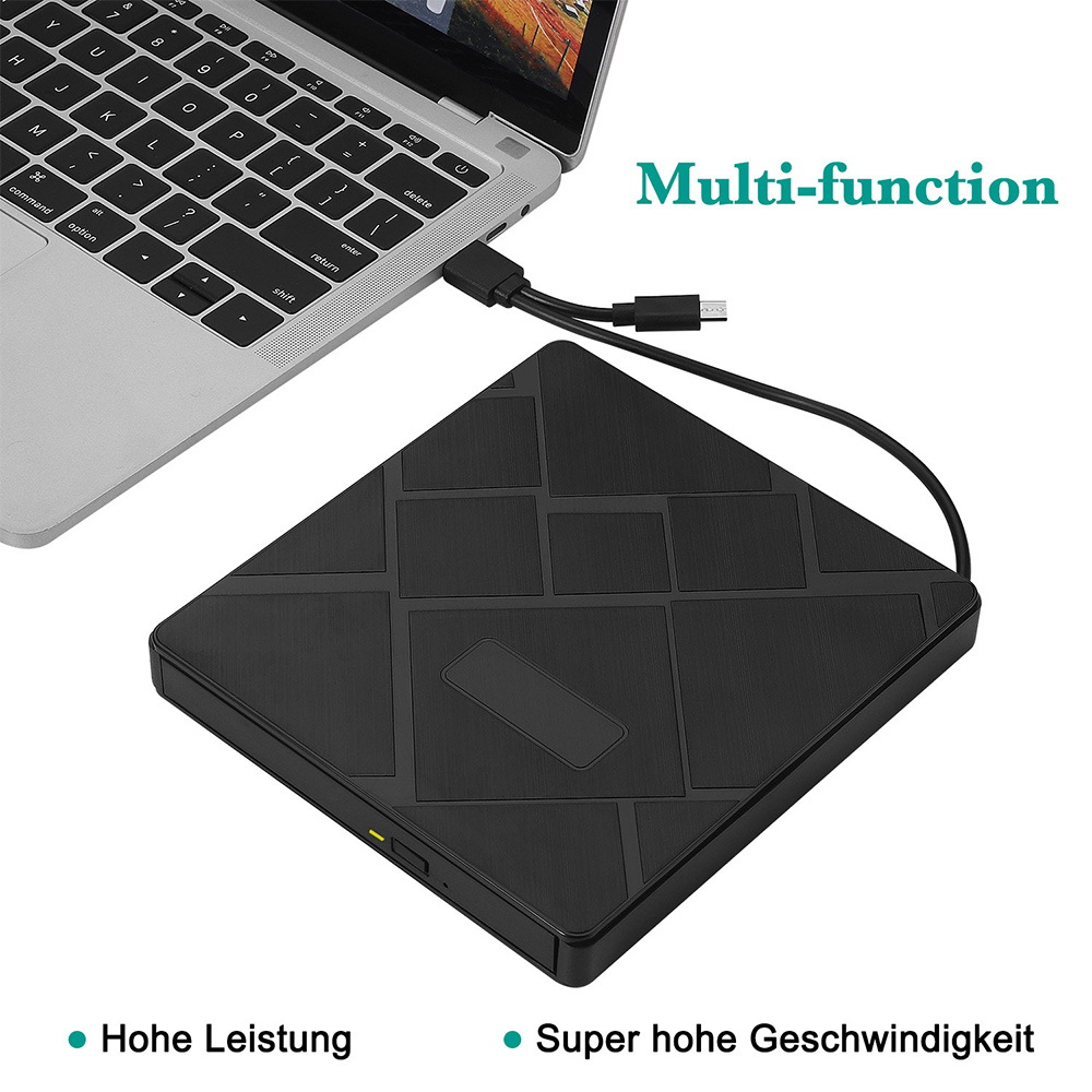 External CD Drive,USB 3.0 & Type C DVD Drive with SD / TF Card Reader CD DVD RW Burner Portable 2 USB Ports Drive