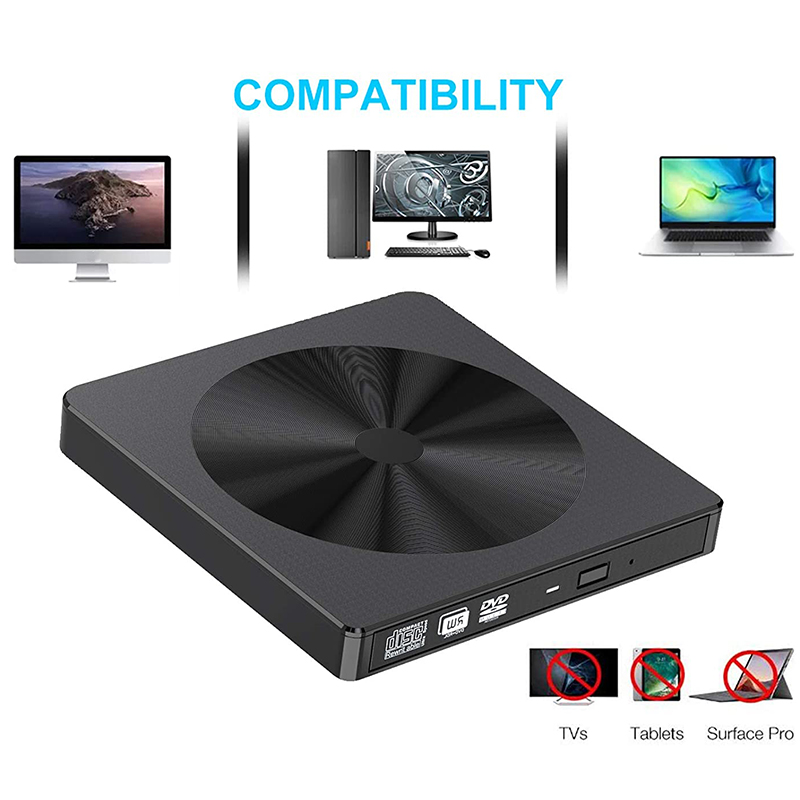 External Bluray DVD Drive, USB 3.0 and Type-C Blu-Ray Burner DVD Burner Slim Portable 3D Bluray CD DVD Drive