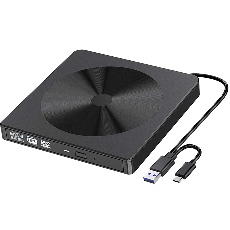 External Bluray DVD Drive, USB 3.0 and Type-C Blu-Ray Burner DVD Burner Slim Portable 3D Bluray CD DVD Drive