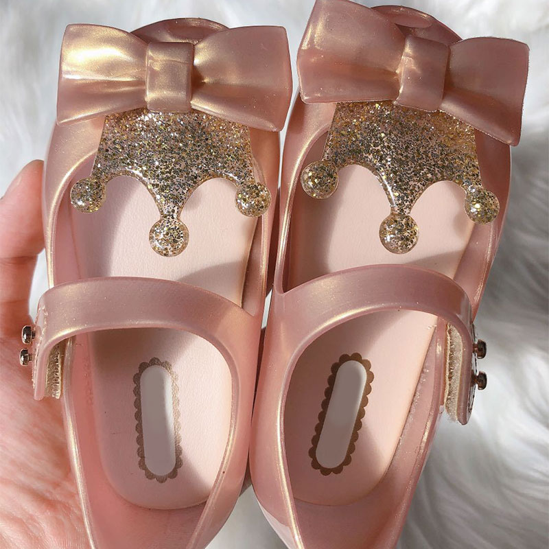 Mini Melissa Girl Jelly Sandals Crown Kids Sandals Children Beach Shoes Non-slip Melissa Toddler Baby Girl Shoes