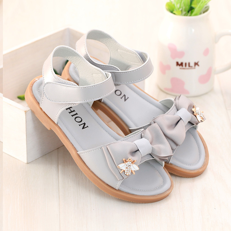 Summer Girls Sandals Princess Pu Leather Open Toe Flats Bowknot Kids Girl Shoes for School Toddler Childen Sandals 27-37