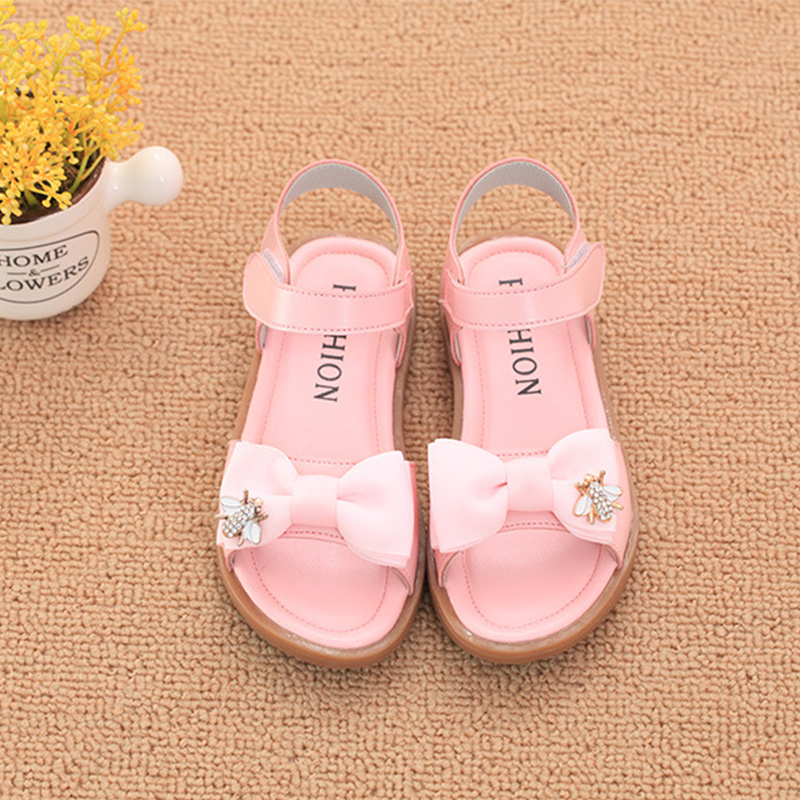 Summer Girls Sandals Princess Pu Leather Open Toe Flats Bowknot Kids Girl Shoes for School Toddler Childen Sandals 27-37