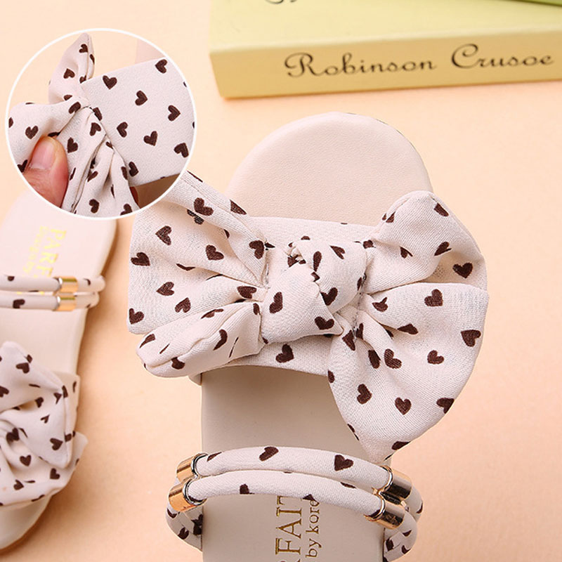 Summer Little Girls Sandals Kids Shoes Wave Point Bow Cute Black White Green Children Sandals Baby Soft Casual School Girl Shoes
