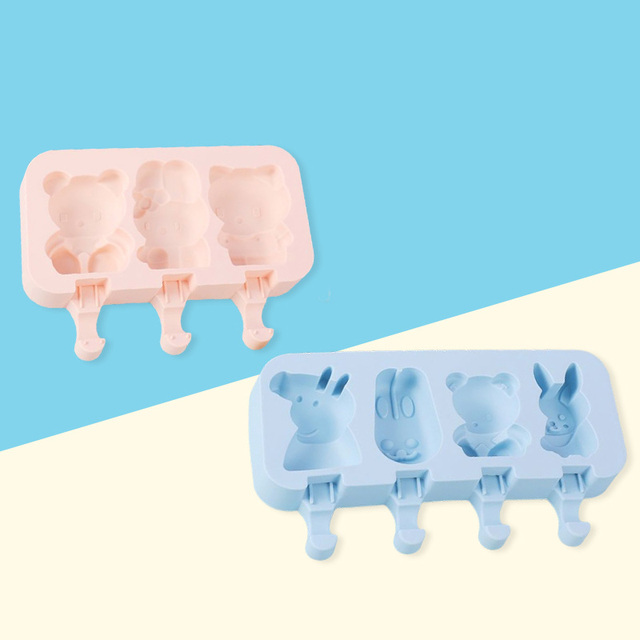 Silicone Popsicle Mold Ice Cream Molds Cake Mould DIY Homemade Cartoon Shape Ice Cream Mould Maker Trays Kitchen Accessories