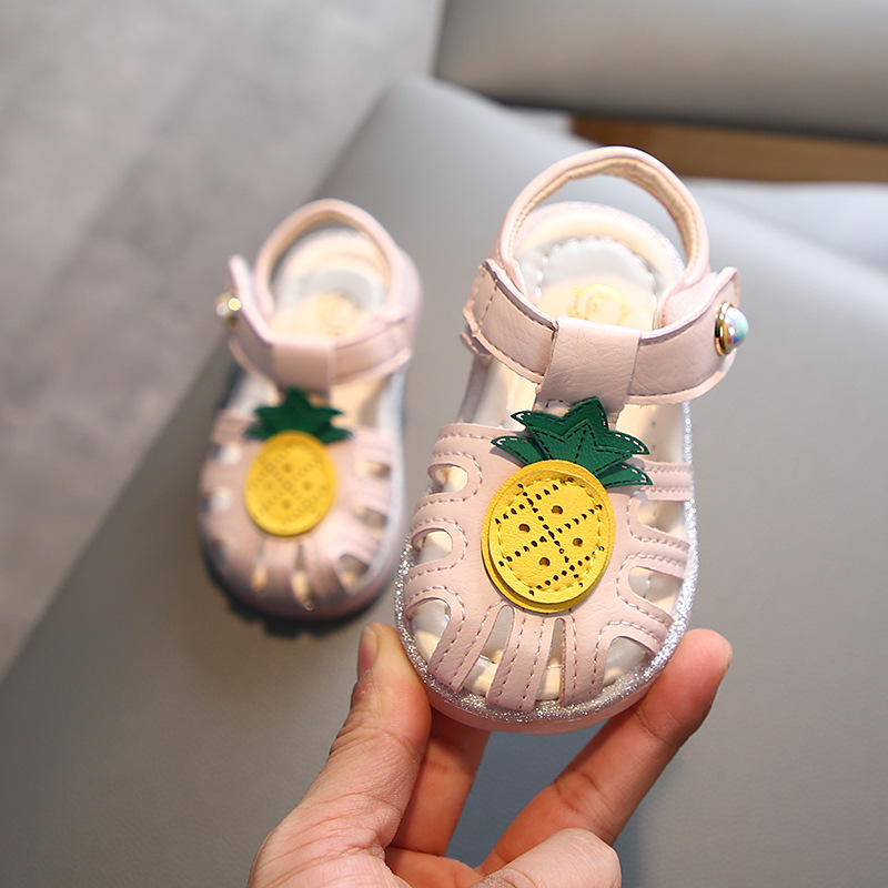 Pineapple Baby Sandals for Girls Closed Toe Toddler Infant Kids Princess Walkers Baby Little Girls Shoes Sandals Summer
