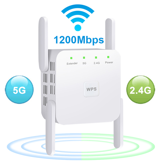 5 Ghz WiFi Repeater Wireless Wifi Extender 1200Mbps Wi-Fi Amplifier 300Mbps Long Range Wi fi Signal Booster 2.4G Wifi Repiter