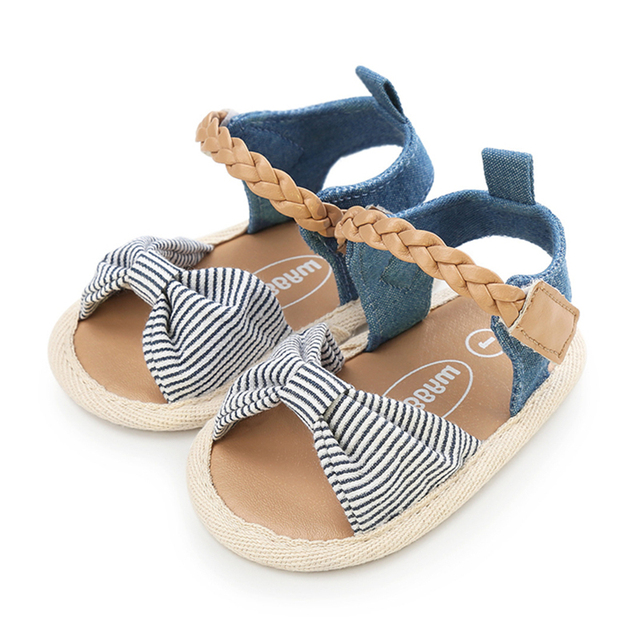 Baby Girls Sandals Canvas Bowknot Toddlers Newborn Infantil Sandals Summer Infant Baby Girls Soft Crib Shoes Infants Sandal