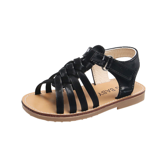 Children Toddler Baby Sandal Vintage Girls Boys Crossed Strap Leather Flat Buckle Strap Open Toe Shoe Casual Beach Shoes Sandals