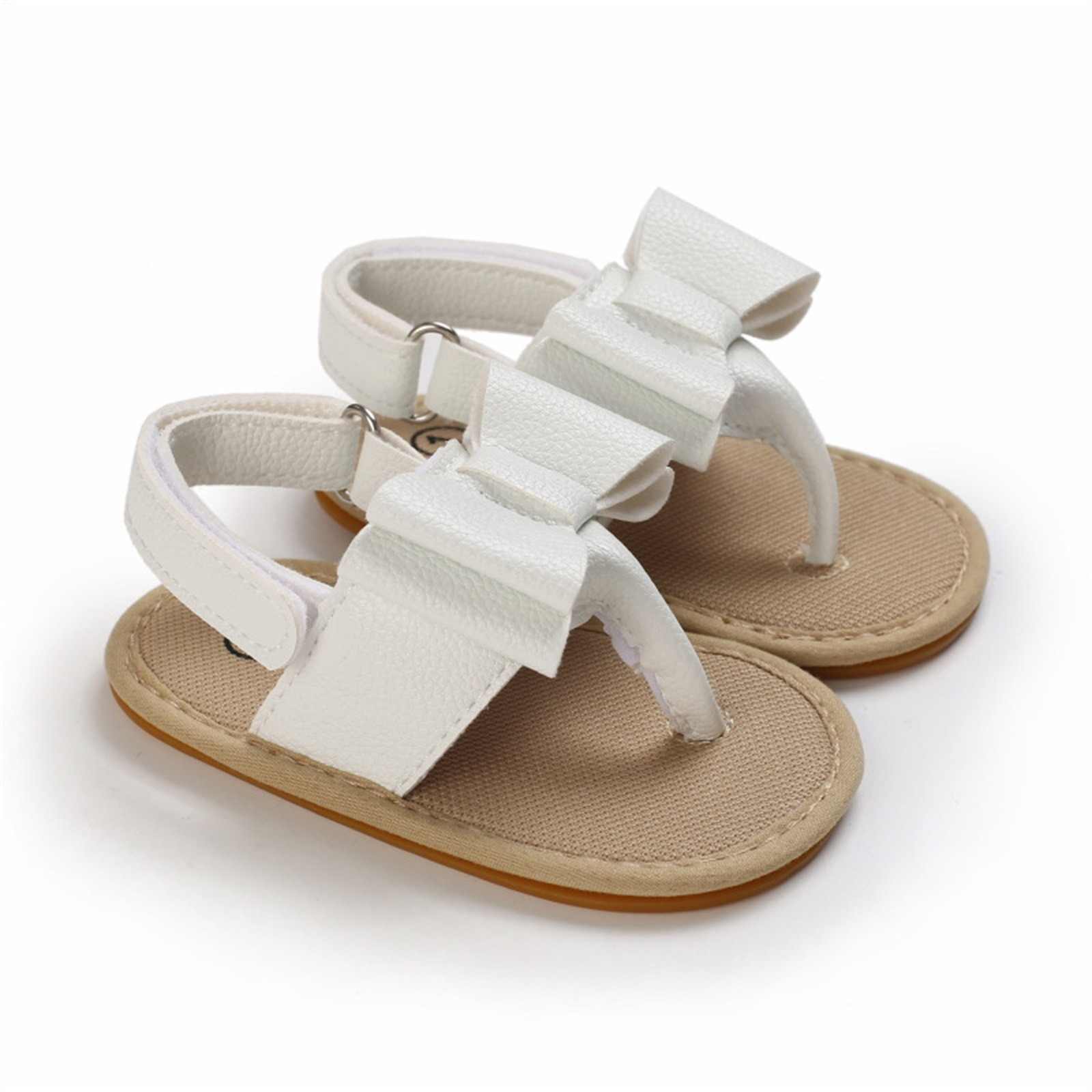Infant Toddler Summer Cork Shoes Baby Bowknot Princess Sandal Shoes Anti-slip Walking Shoes Prewalker Sandals Crib Shoe