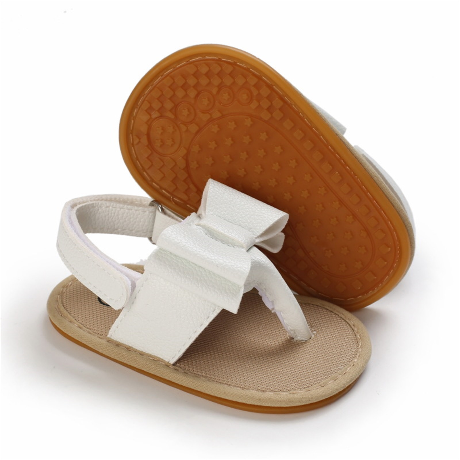 Infant Toddler Summer Cork Shoes Baby Bowknot Princess Sandal Shoes Anti-slip Walking Shoes Prewalker Sandals Crib Shoe