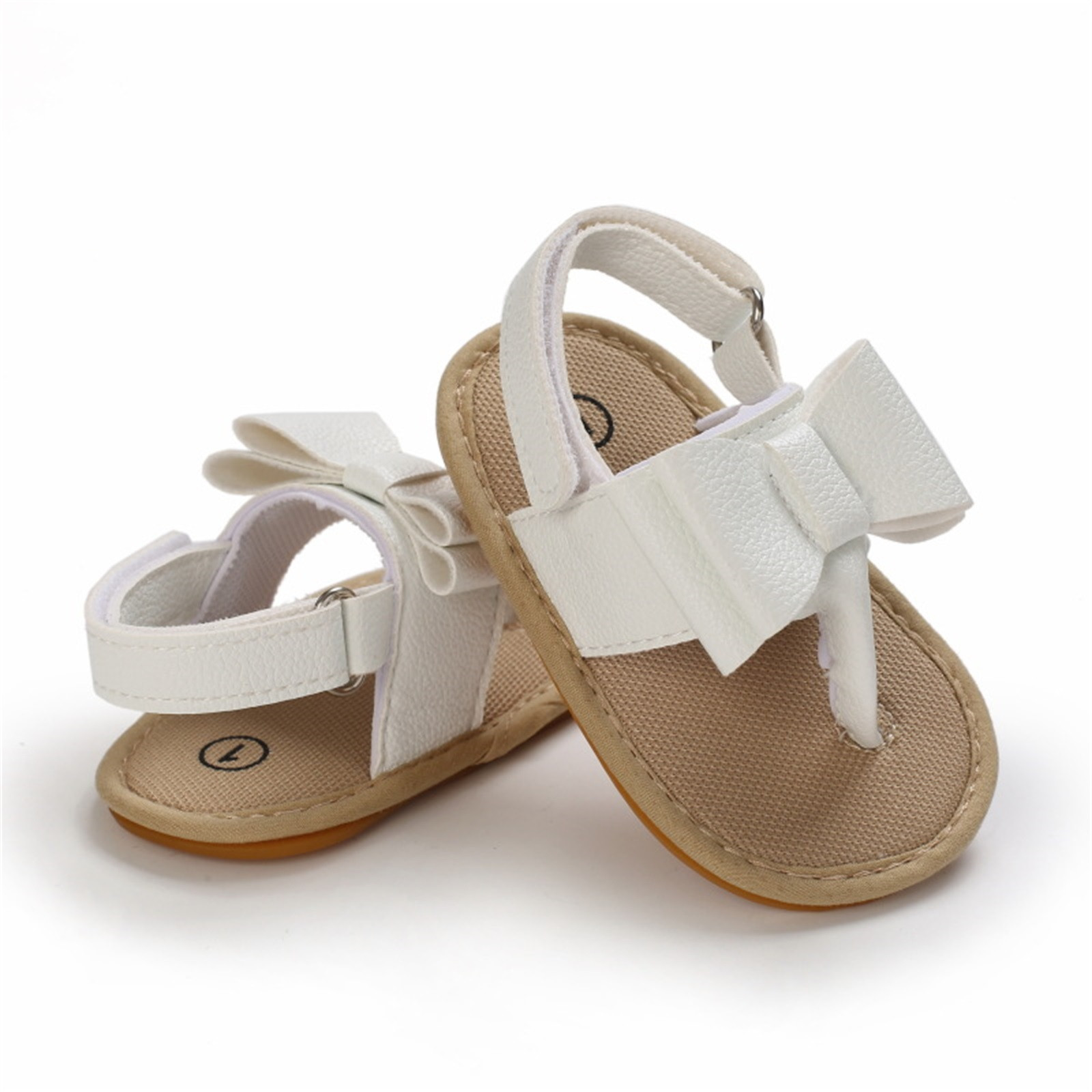 Infant Toddler Summer Cork Shoes Baby Bowknot Princess Sandal Shoes Anti-slip Walking Shoes Prewalker Sandals Crib Shoe
