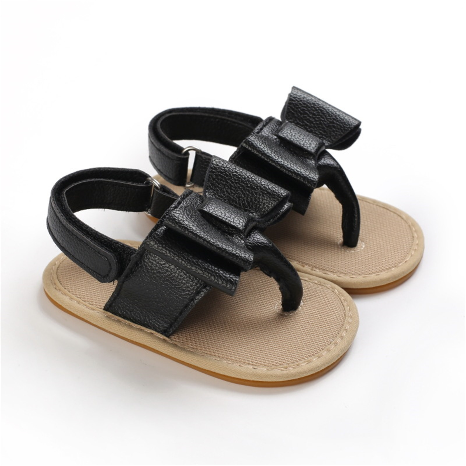 Infant Toddler Summer Cork Shoes Baby Bowknot Princess Sandal Shoes Anti-slip Walking Shoes Prewalker Sandals Crib Shoe