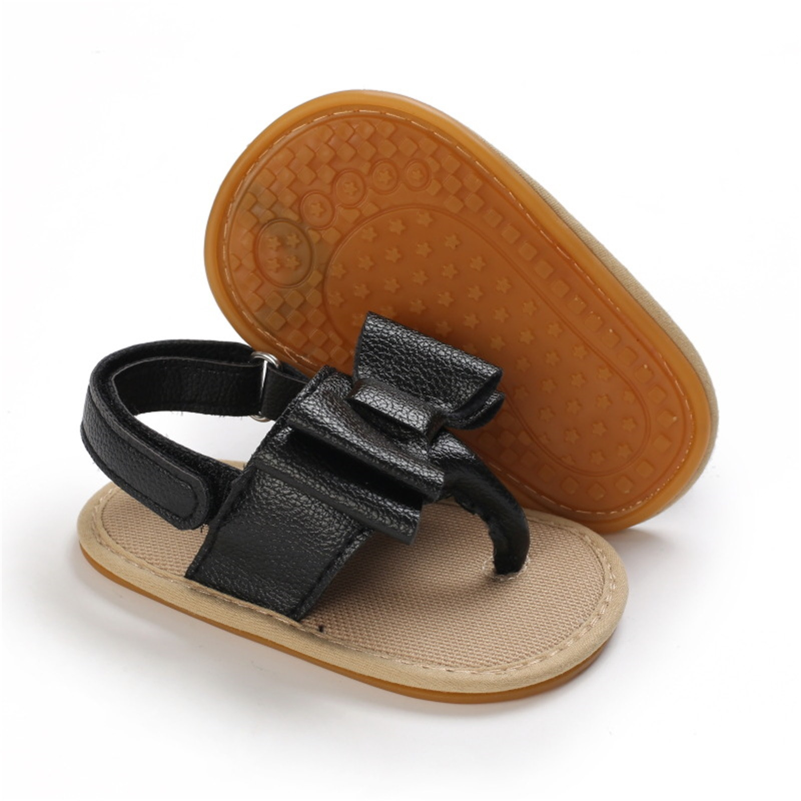 Infant Toddler Summer Cork Shoes Baby Bowknot Princess Sandal Shoes Anti-slip Walking Shoes Prewalker Sandals Crib Shoe
