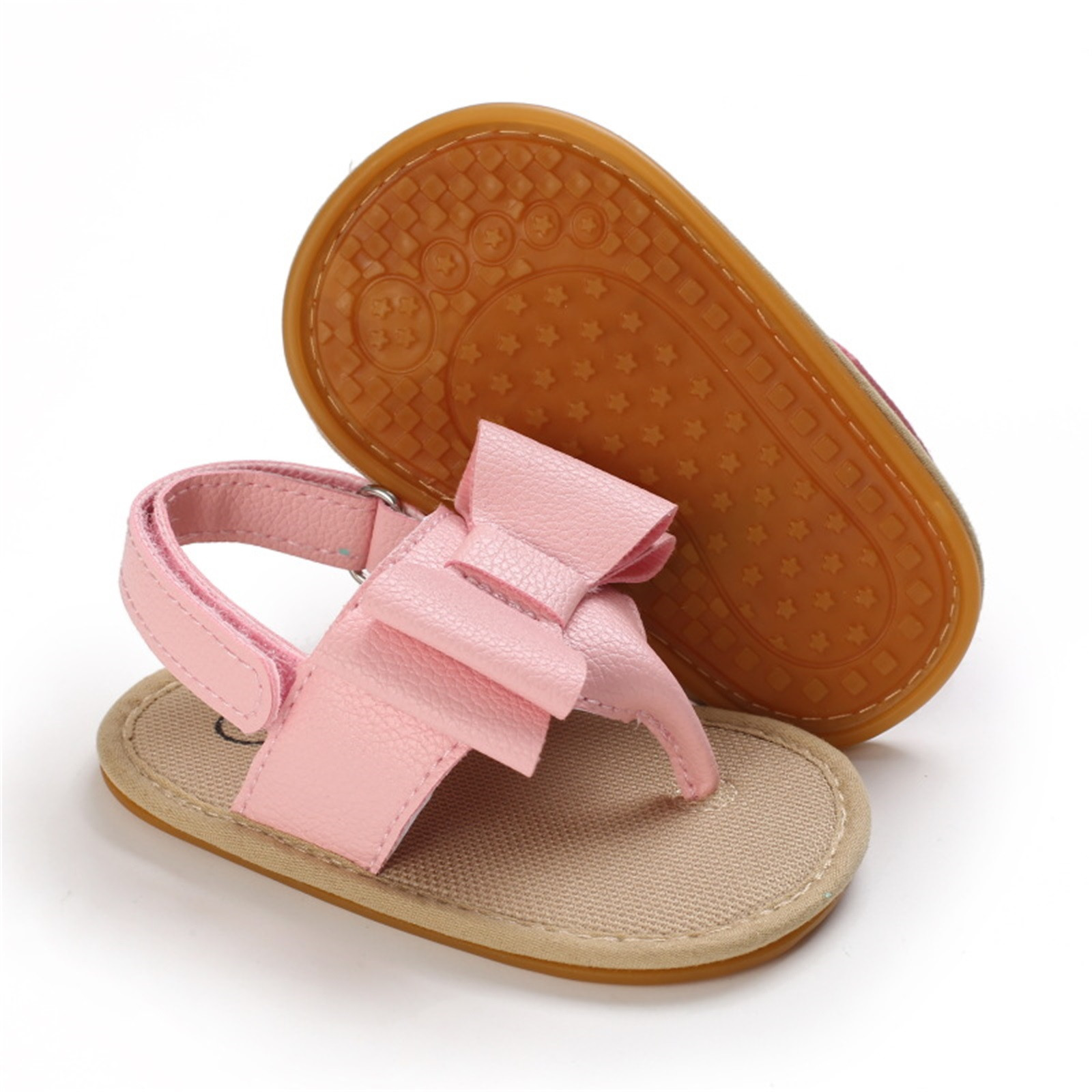 Infant Toddler Summer Cork Shoes Baby Bowknot Princess Sandal Shoes Anti-slip Walking Shoes Prewalker Sandals Crib Shoe