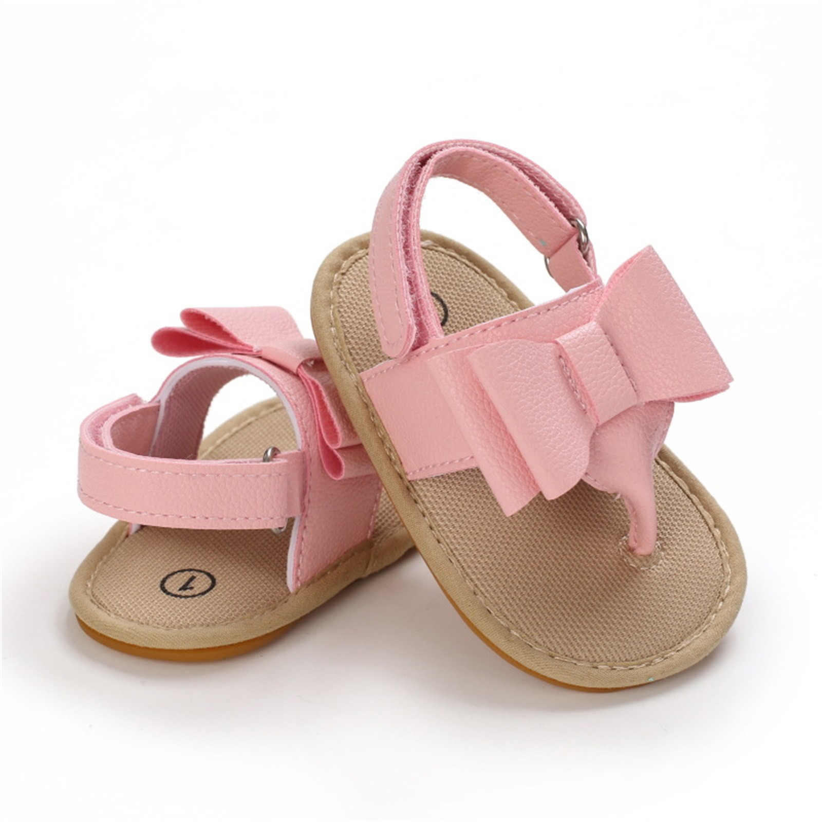 Infant Toddler Summer Cork Shoes Baby Bowknot Princess Sandal Shoes Anti-slip Walking Shoes Prewalker Sandals Crib Shoe