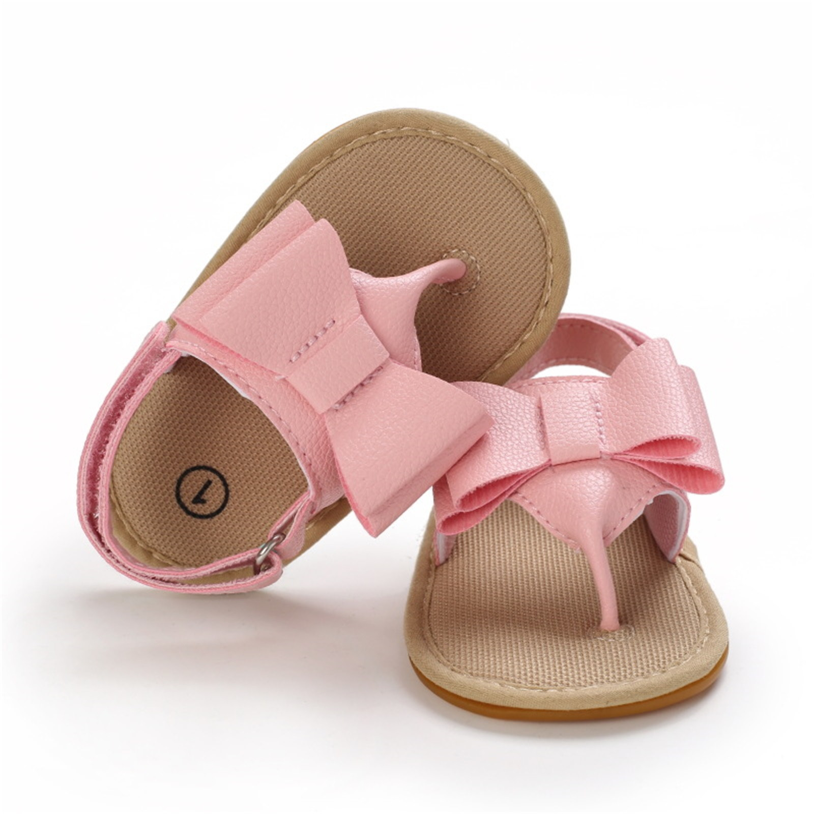 Infant Toddler Summer Cork Shoes Baby Bowknot Princess Sandal Shoes Anti-slip Walking Shoes Prewalker Sandals Crib Shoe
