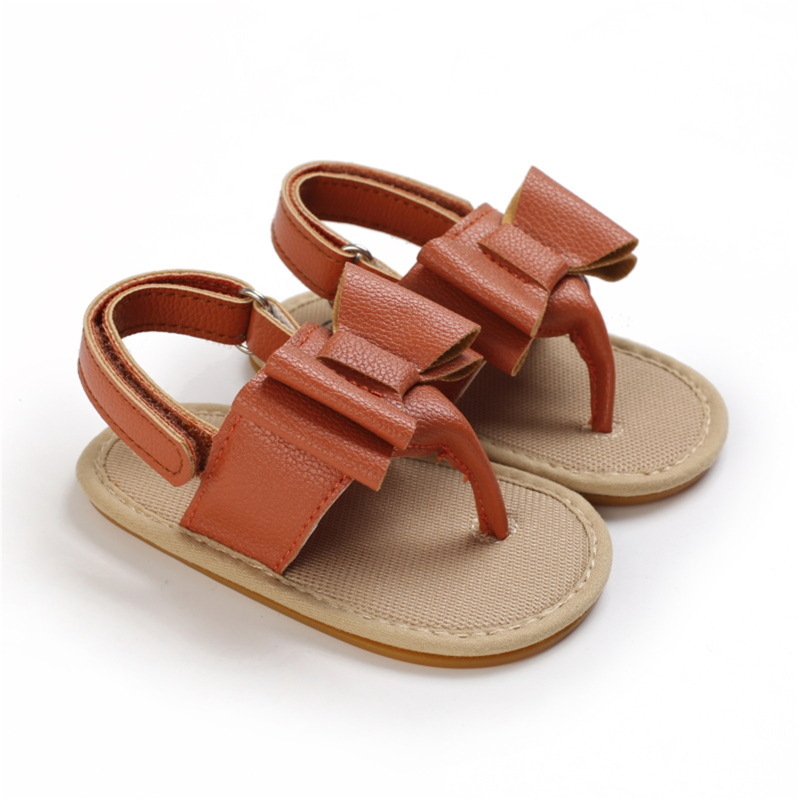 Infant Toddler Summer Cork Shoes Baby Bowknot Princess Sandal Shoes Anti-slip Walking Shoes Prewalker Sandals Crib Shoe