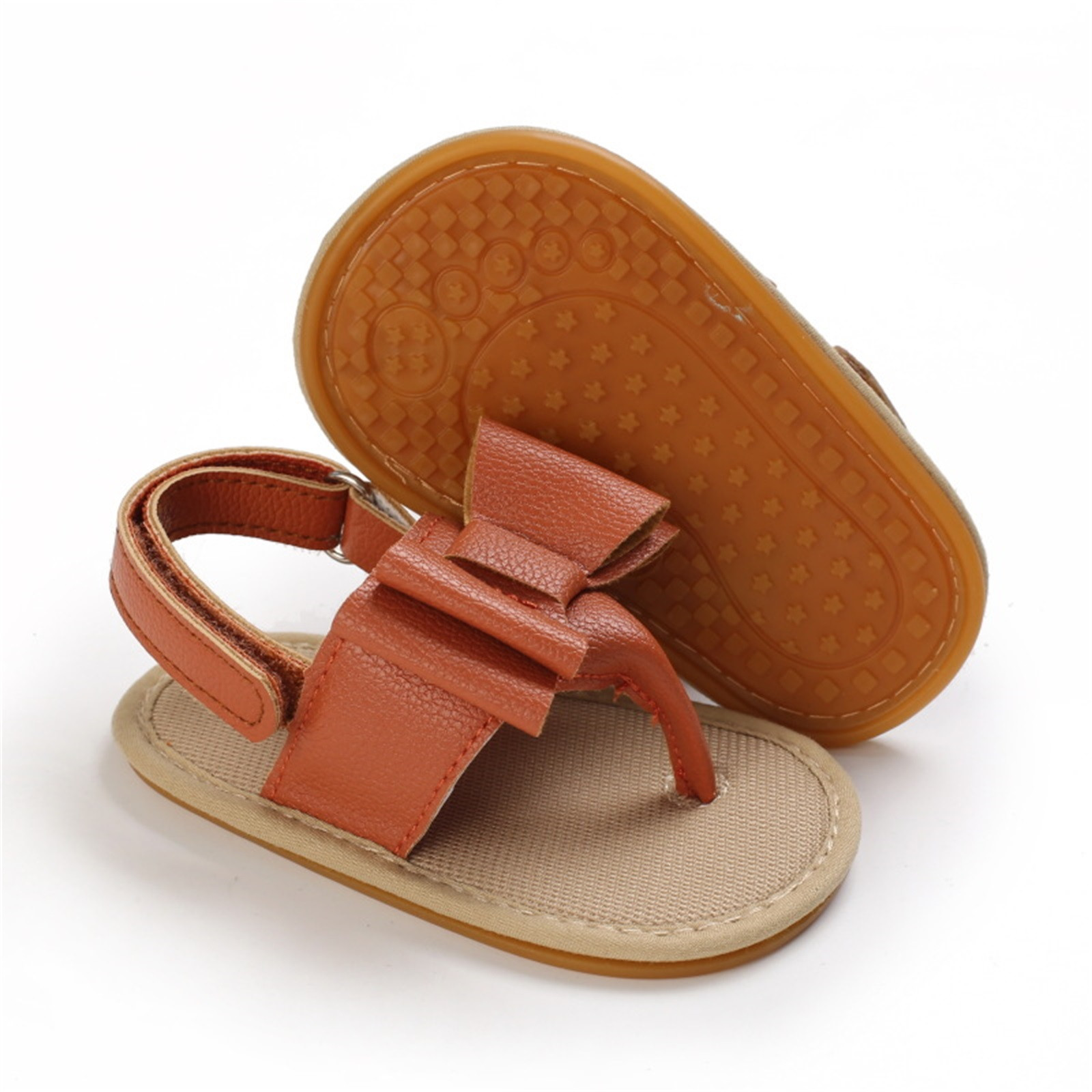 Infant Toddler Summer Cork Shoes Baby Bowknot Princess Sandal Shoes Anti-slip Walking Shoes Prewalker Sandals Crib Shoe