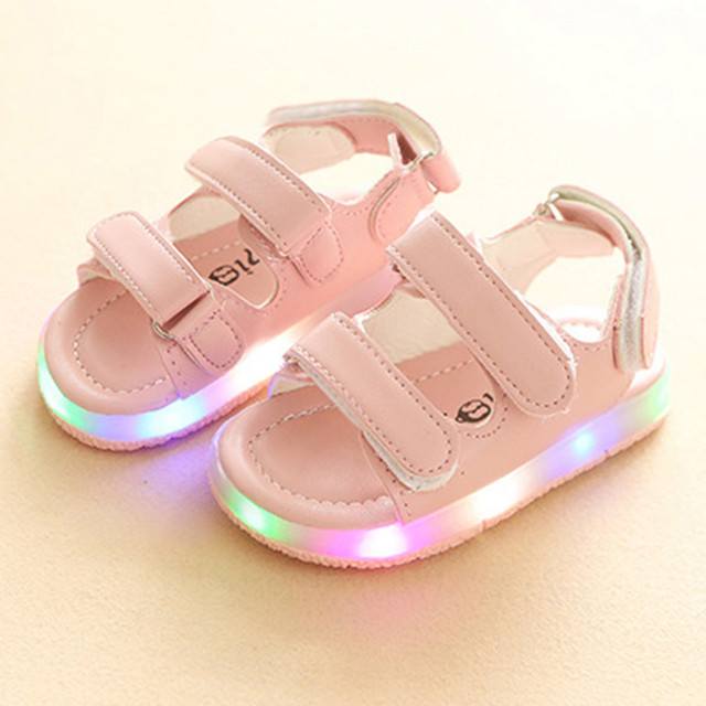 Boys Girls Baby Sandals Led Luminous Shoes Sandals Sneakers Toddler Kids Sport Lace Up Light Led Bandage Sandals Buty Damskie