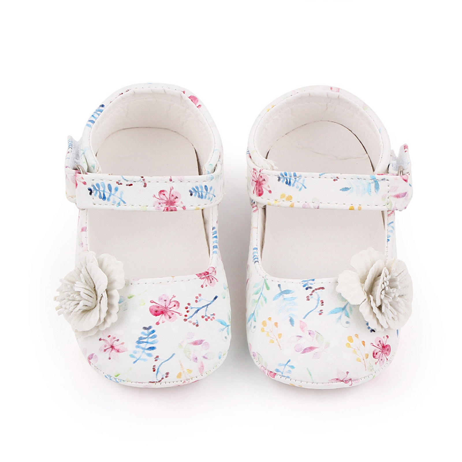 Baby Boys Girls Crib Shoes Sandals White Flower Princess Shoes Soft Non-slip Rubber Sole Summer Flat Walking Shoes Zapatos
