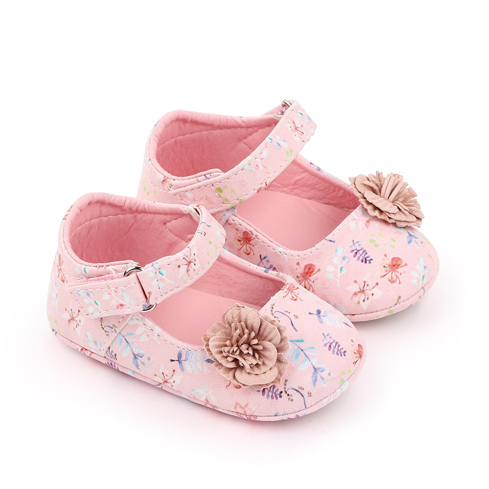 Baby Boys Girls Crib Shoes Sandals White Flower Princess Shoes Soft Non-slip Rubber Sole Summer Flat Walking Shoes Zapatos