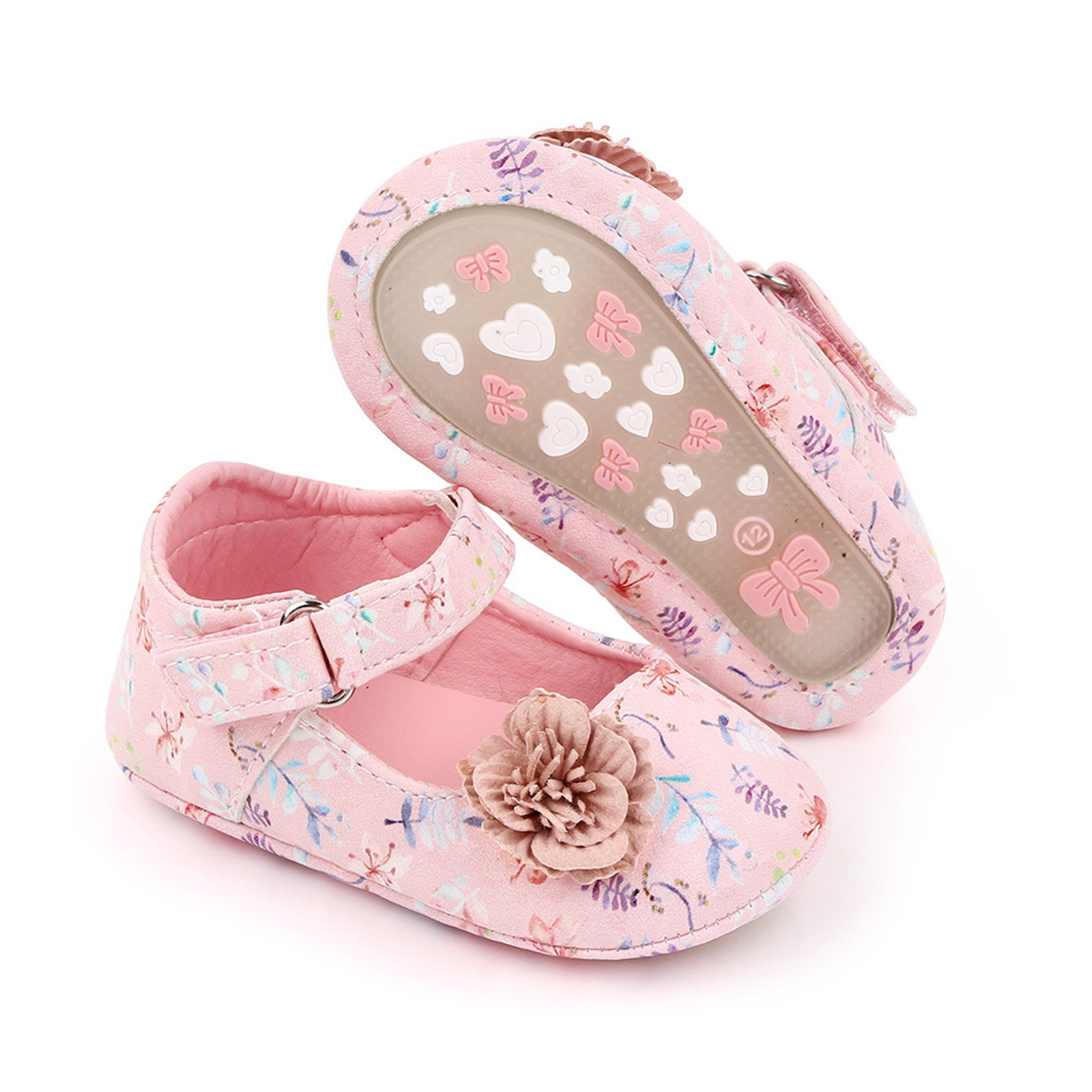 Baby Boys Girls Crib Shoes Sandals White Flower Princess Shoes Soft Non-slip Rubber Sole Summer Flat Walking Shoes Zapatos