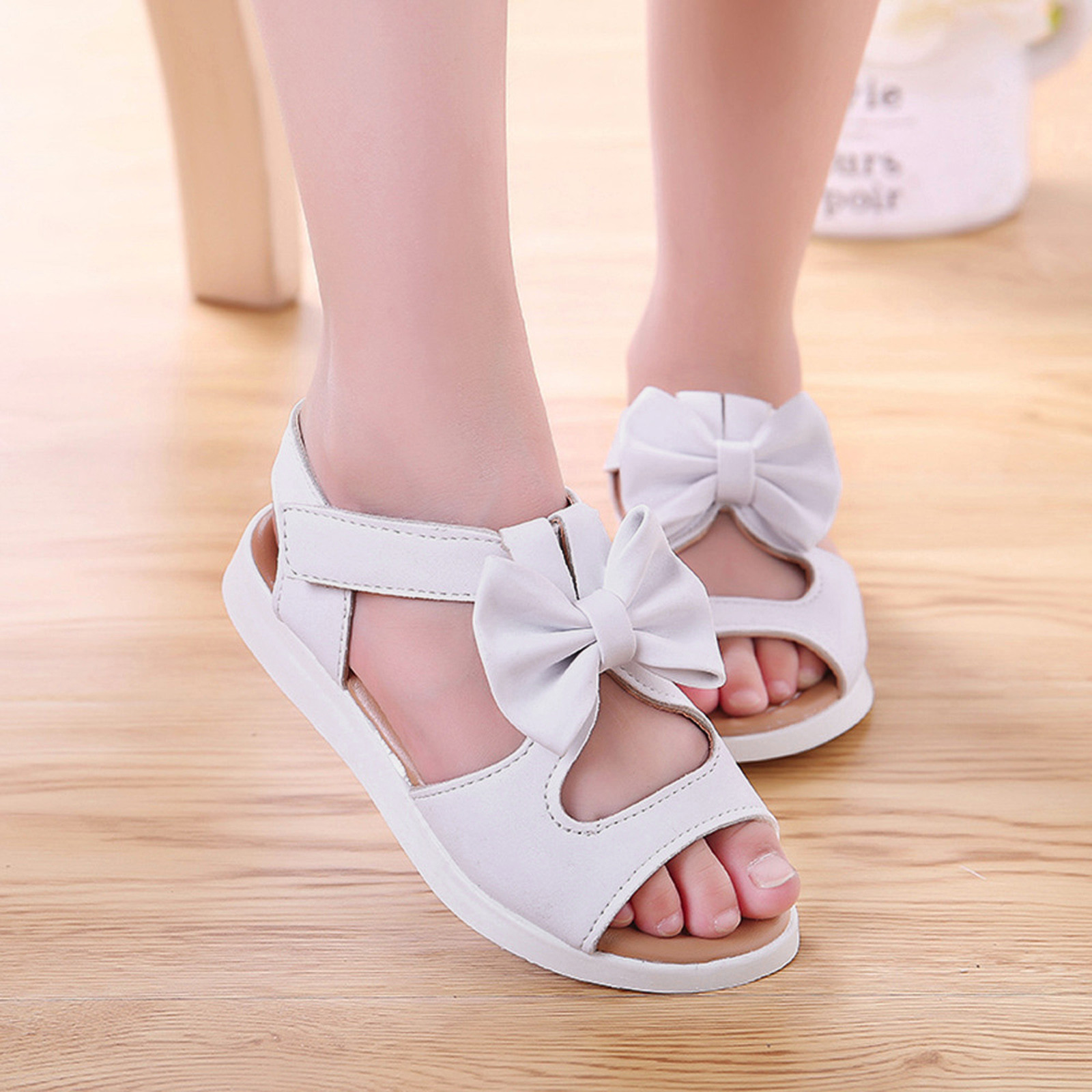 Toddler Kids Cute Shoe Hook Soft Sole Children Summer Sandals Bowknot Girls Flat Princess Shoes Simple Comfty Casual Shoe
