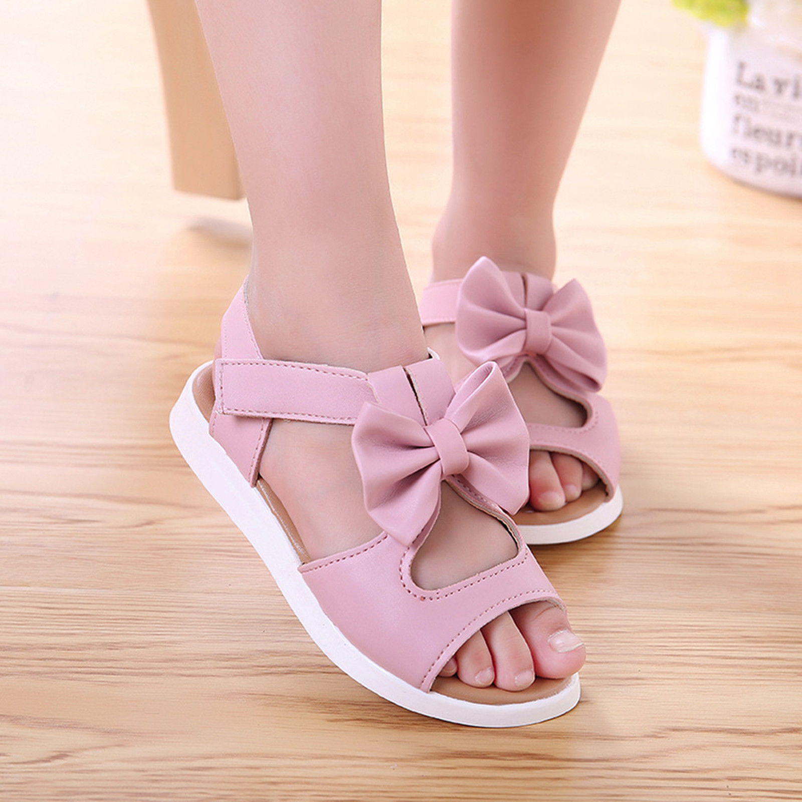 Toddler Kids Cute Shoe Hook Soft Sole Children Summer Sandals Bowknot Girls Flat Princess Shoes Simple Comfty Casual Shoe