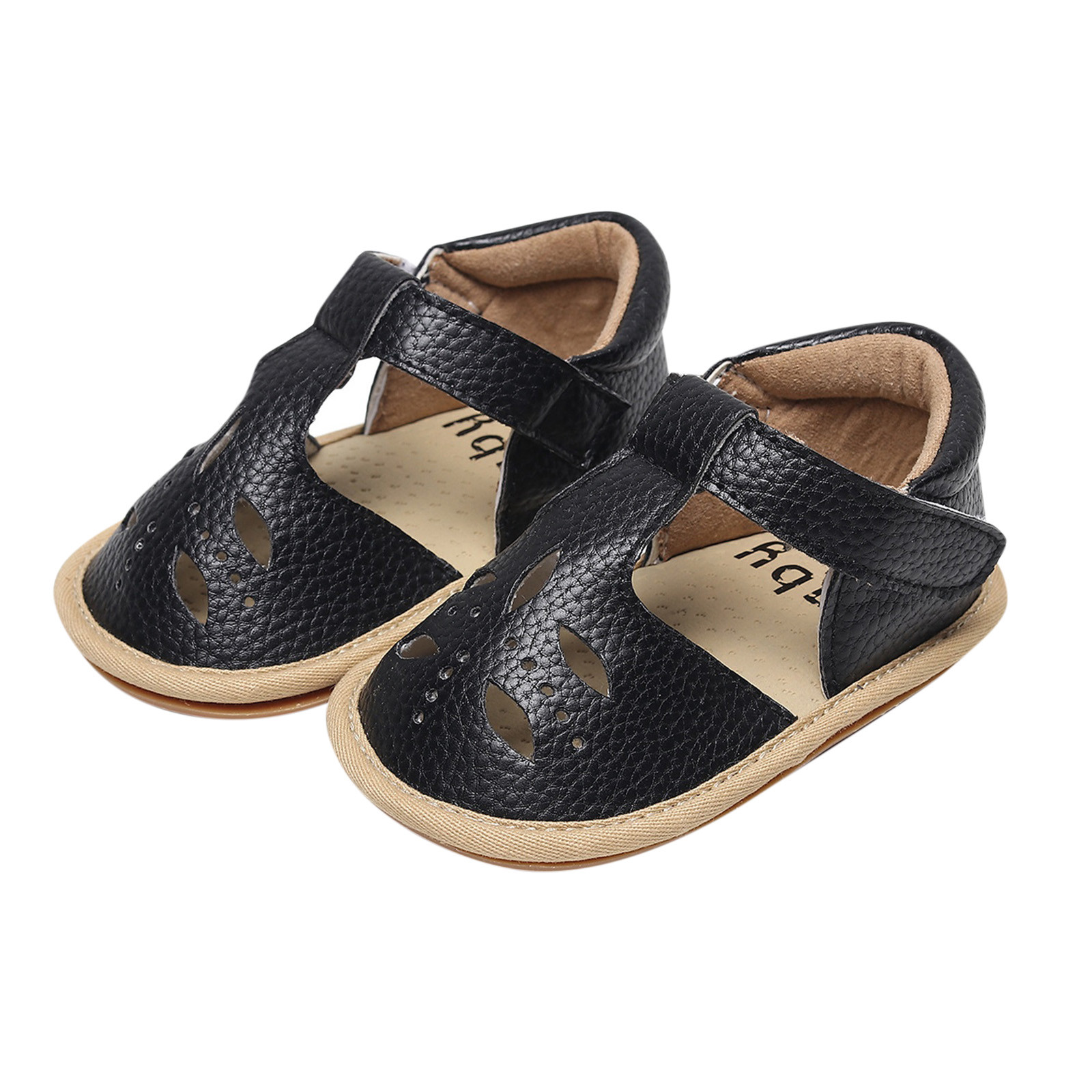 3-24 Month Infant Cork Shoes Boys Girls Single Shoes First Walkers Shoes Summer Toddler Hollow Out Flat Sandals Princess Shoes
