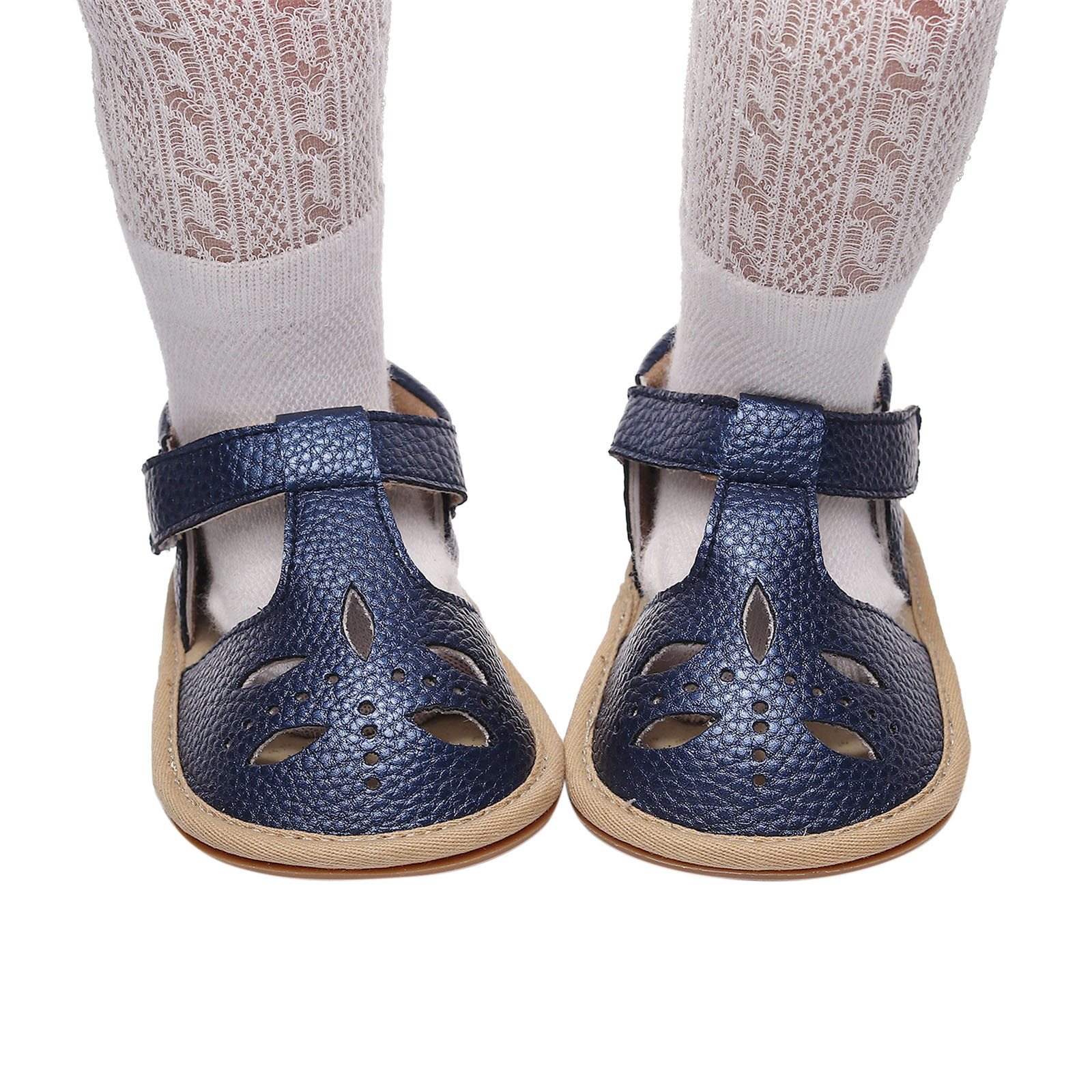 3-24 Month Infant Cork Shoes Boys Girls Single Shoes First Walkers Shoes Summer Toddler Hollow Out Flat Sandals Princess Shoes