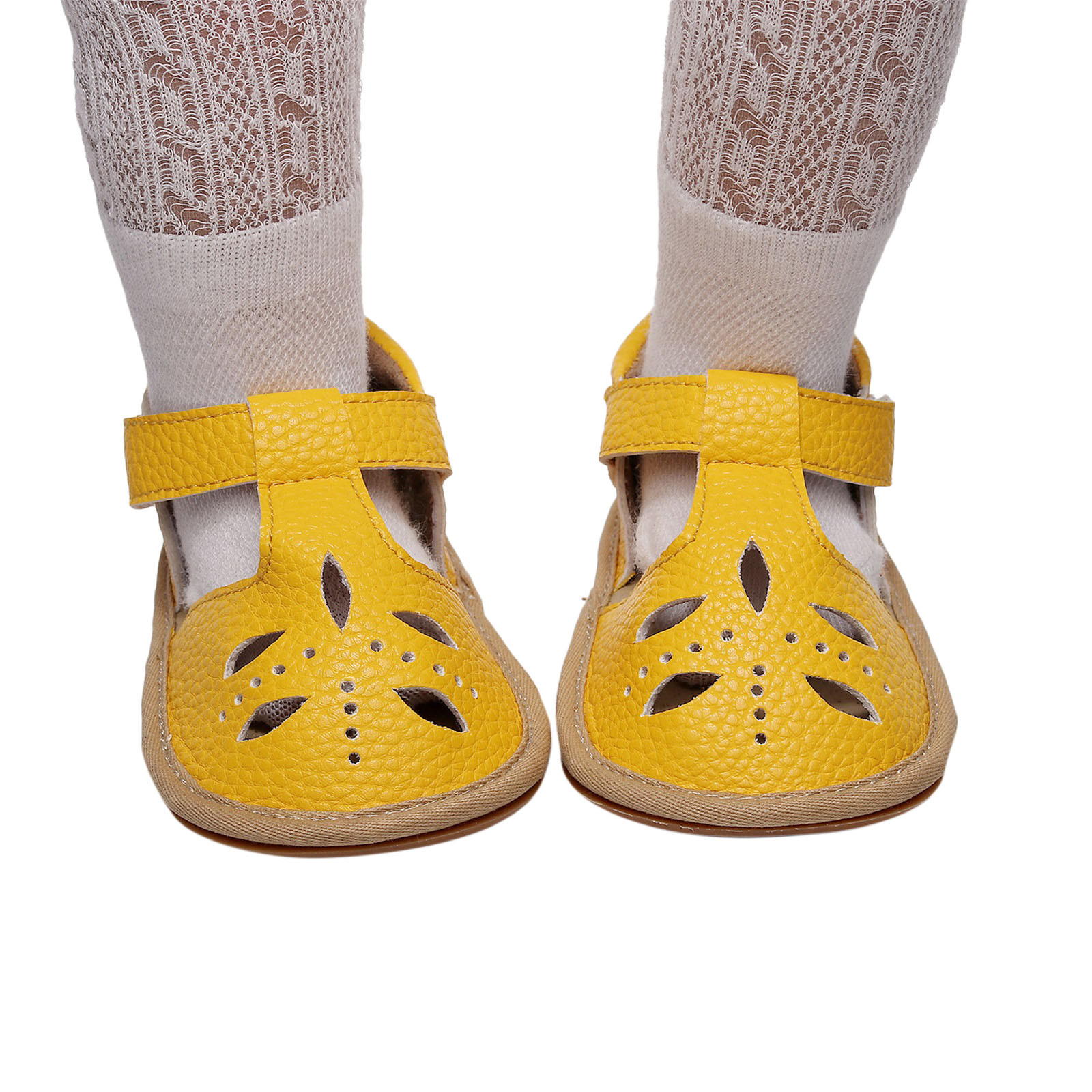 3-24 Month Infant Cork Shoes Boys Girls Single Shoes First Walkers Shoes Summer Toddler Hollow Out Flat Sandals Princess Shoes