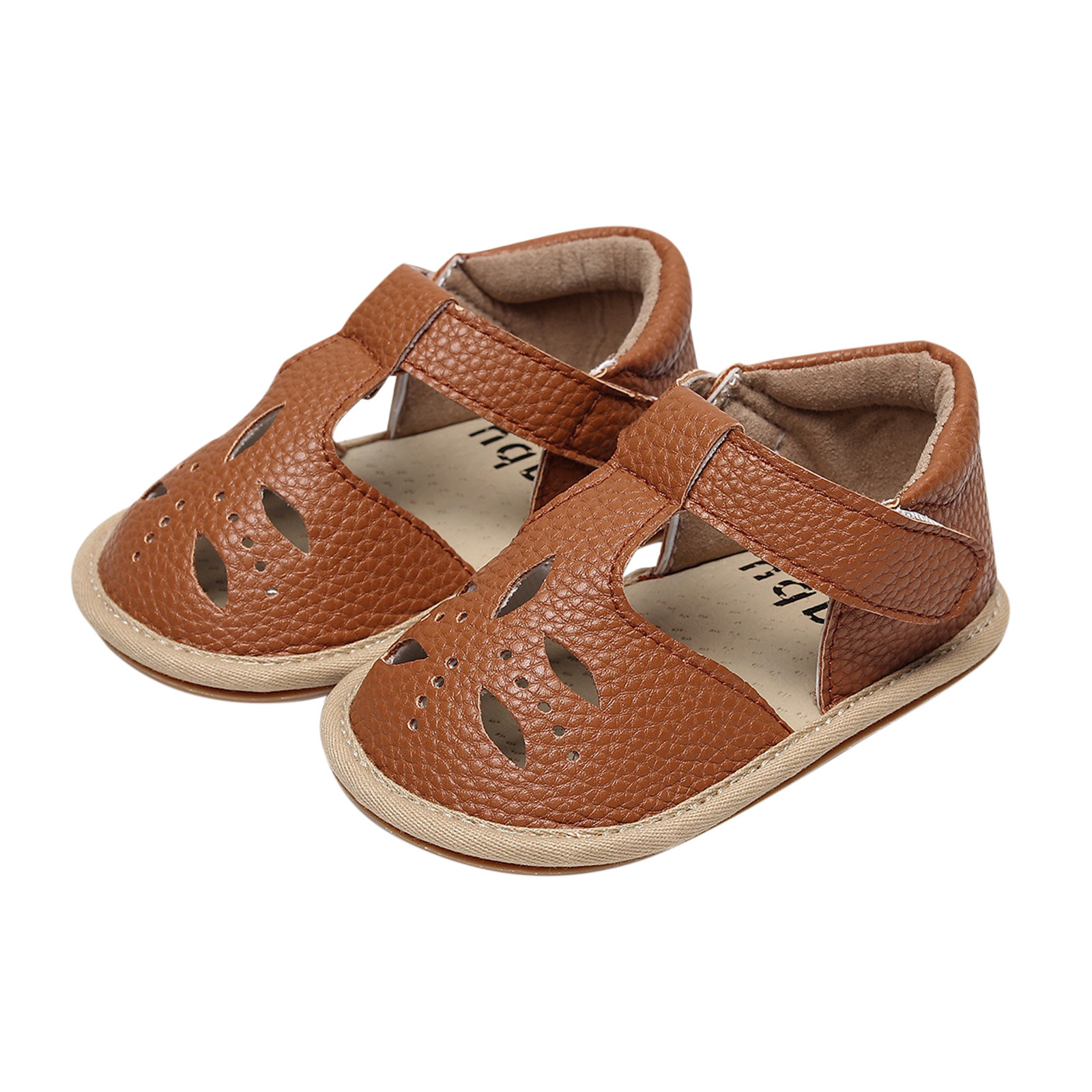 3-24 Month Infant Cork Shoes Boys Girls Single Shoes First Walkers Shoes Summer Toddler Hollow Out Flat Sandals Princess Shoes