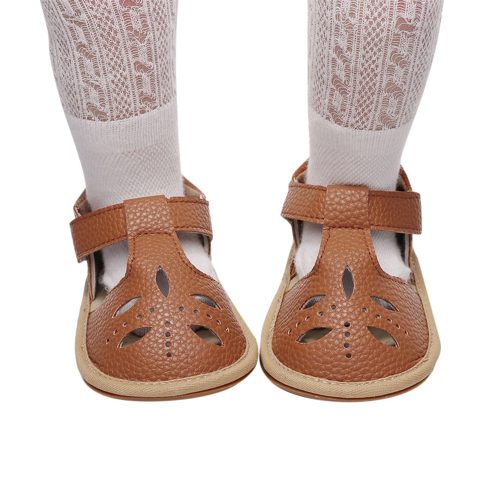 3-24 Month Infant Cork Shoes Boys Girls Single Shoes First Walkers Shoes Summer Toddler Hollow Out Flat Sandals Princess Shoes