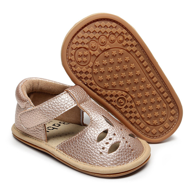 3-24 Month Infant Cork Shoes Boys Girls Single Shoes First Walkers Shoes Summer Toddler Hollow Out Flat Sandals Princess Shoes