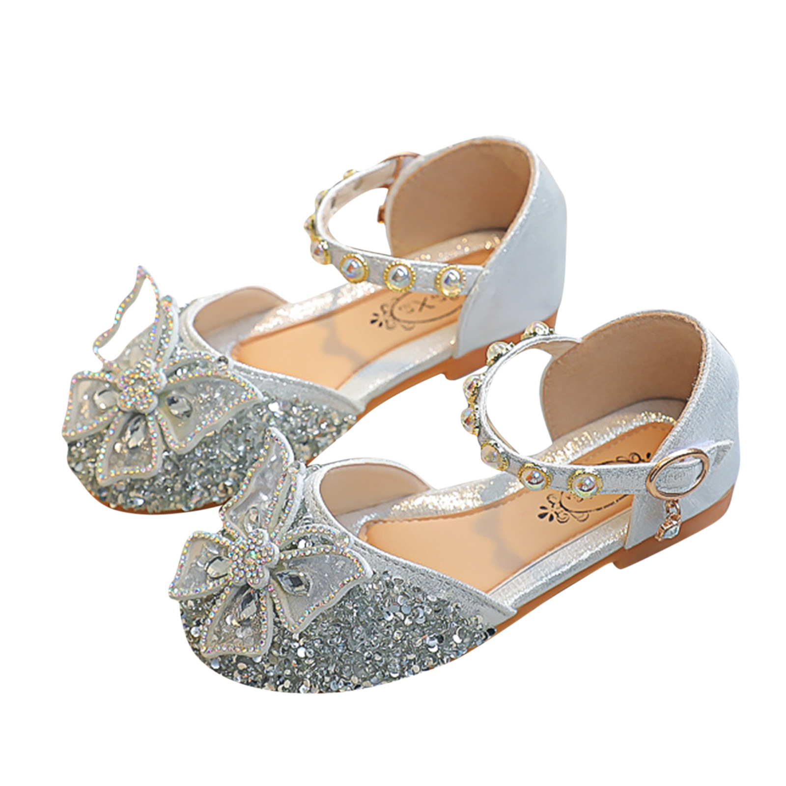 Summer Baby Girls Sandals Fashion Pearl Crystal Shoes Bling Bowknot Sandals Shoes Single Princess Shoes Sandals Dancing Shoes