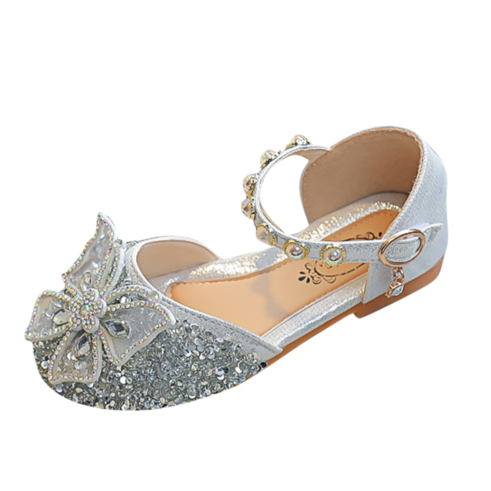 Summer Baby Girls Sandals Fashion Pearl Crystal Shoes Bling Bowknot Sandals Shoes Single Princess Shoes Sandals Dancing Shoes