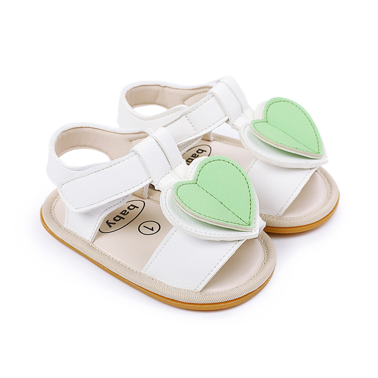 Kawaii Cute Crib Shoes Baby Girls Love Heart Sandals Soft Non-slip Rubber Sole Flat Walking Shoes Sandals Prewalker Zapatos