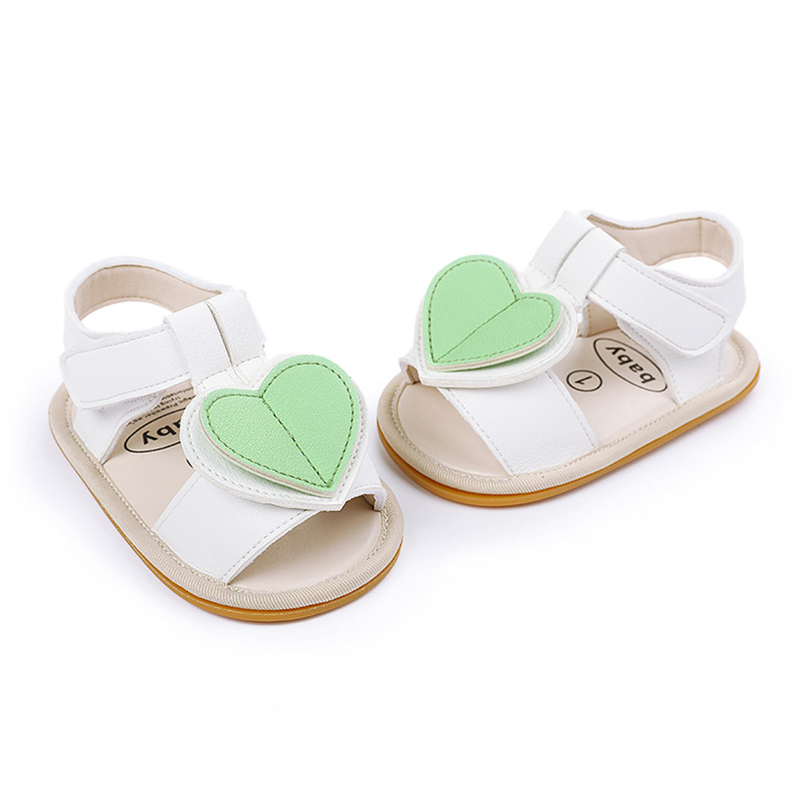 Kawaii Cute Crib Shoes Baby Girls Love Heart Sandals Soft Non-slip Rubber Sole Flat Walking Shoes Sandals Prewalker Zapatos