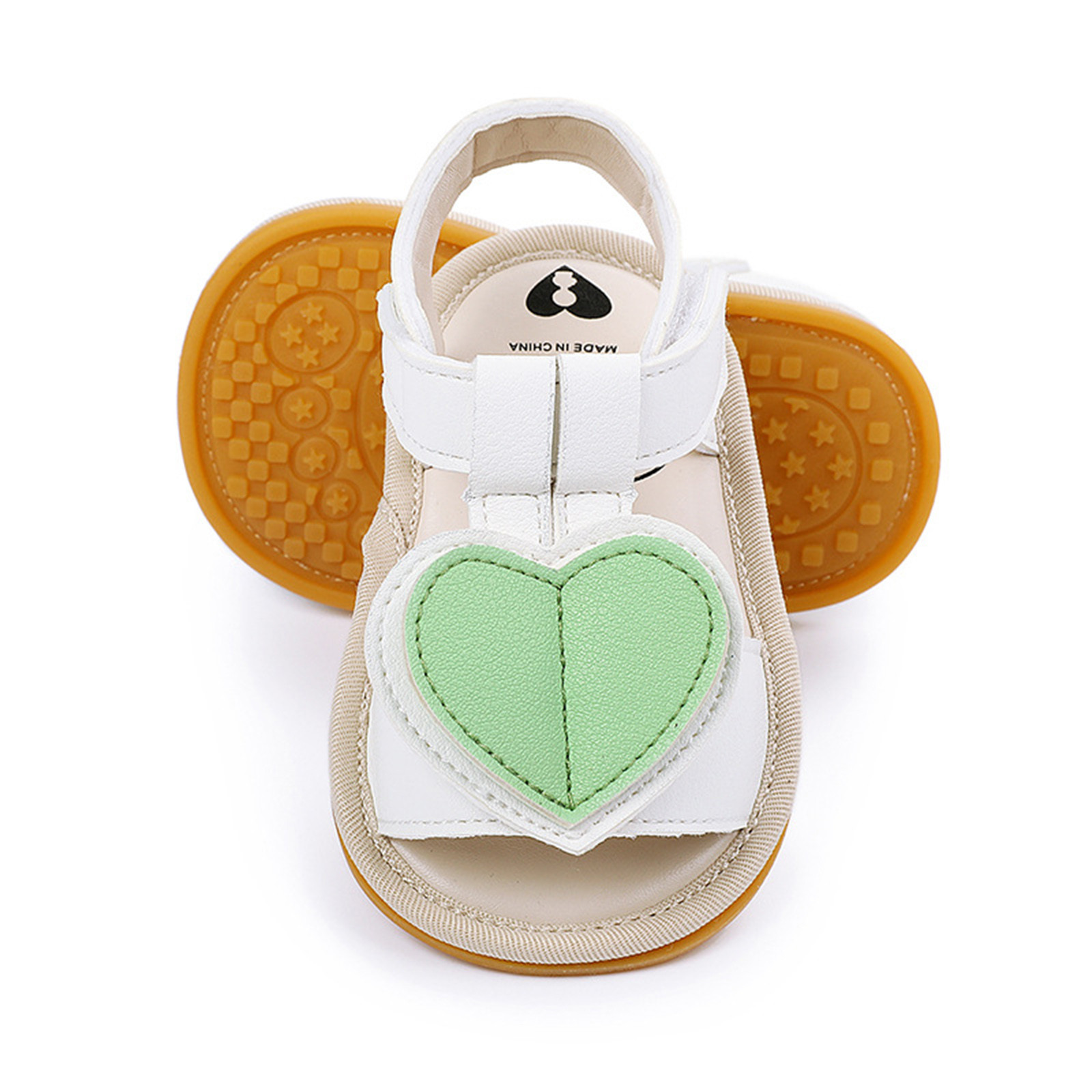 Kawaii Cute Crib Shoes Baby Girls Love Heart Sandals Soft Non-slip Rubber Sole Flat Walking Shoes Sandals Prewalker Zapatos