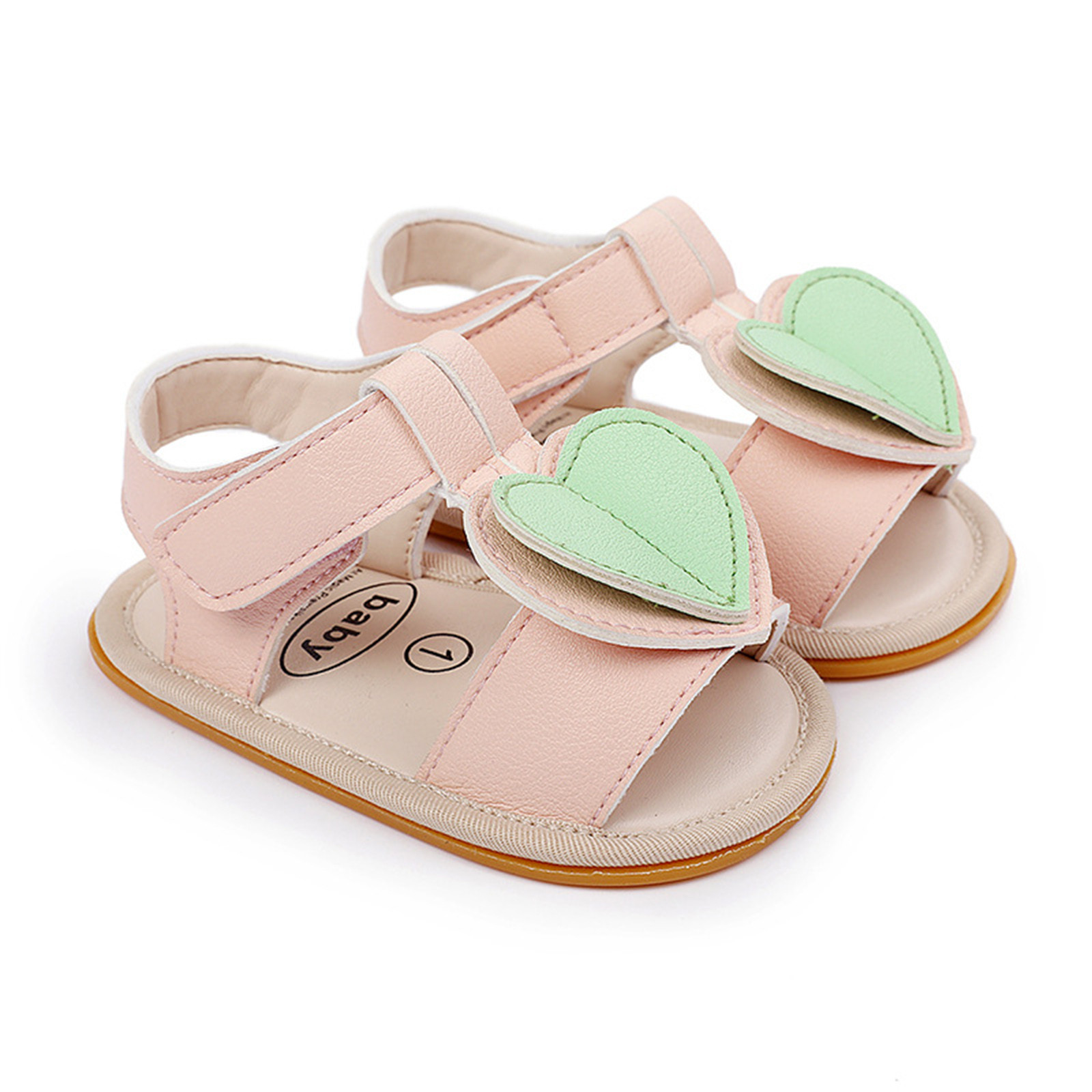 Kawaii Cute Crib Shoes Baby Girls Love Heart Sandals Soft Non-slip Rubber Sole Flat Walking Shoes Sandals Prewalker Zapatos