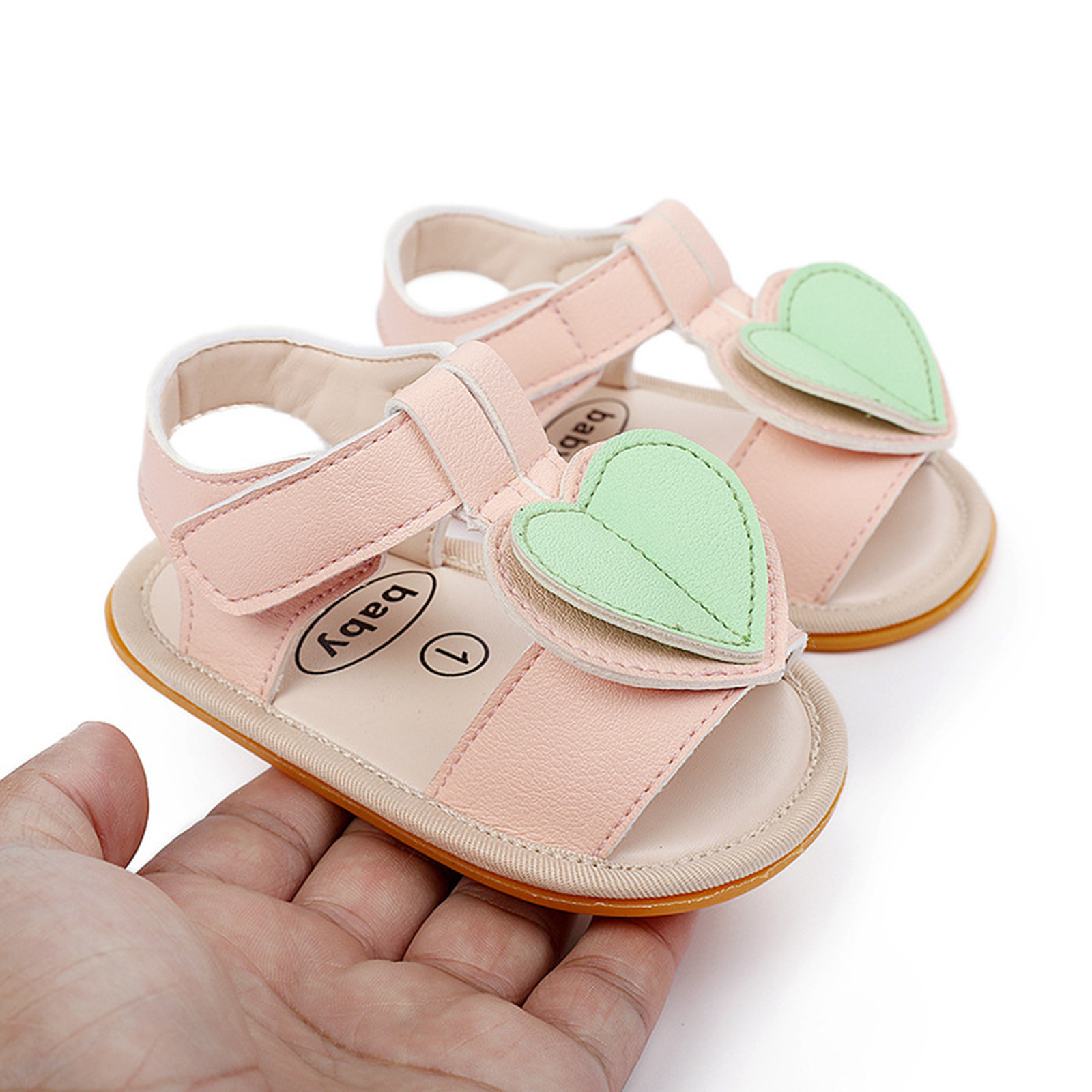 Kawaii Cute Crib Shoes Baby Girls Love Heart Sandals Soft Non-slip Rubber Sole Flat Walking Shoes Sandals Prewalker Zapatos