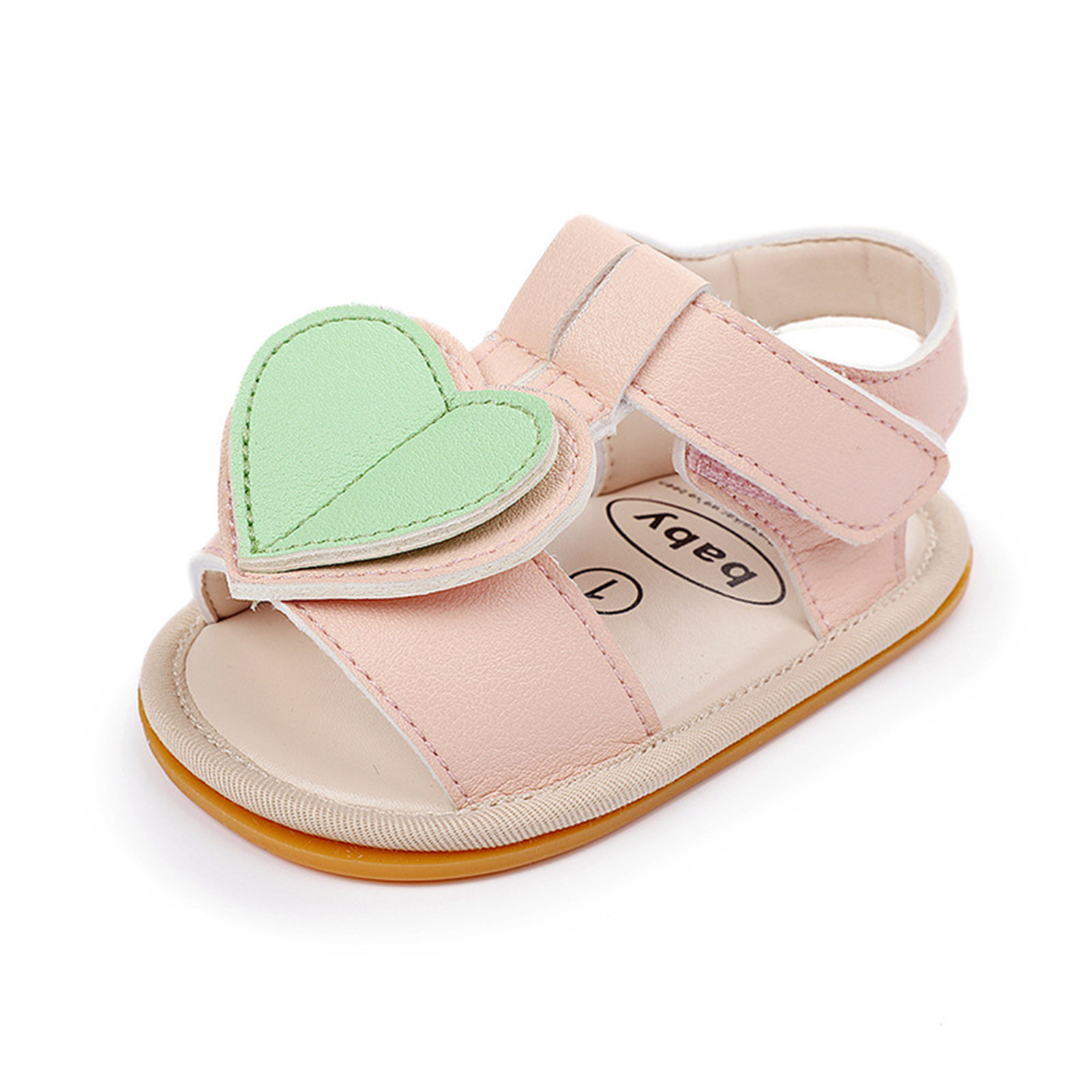 Kawaii Cute Crib Shoes Baby Girls Love Heart Sandals Soft Non-slip Rubber Sole Flat Walking Shoes Sandals Prewalker Zapatos