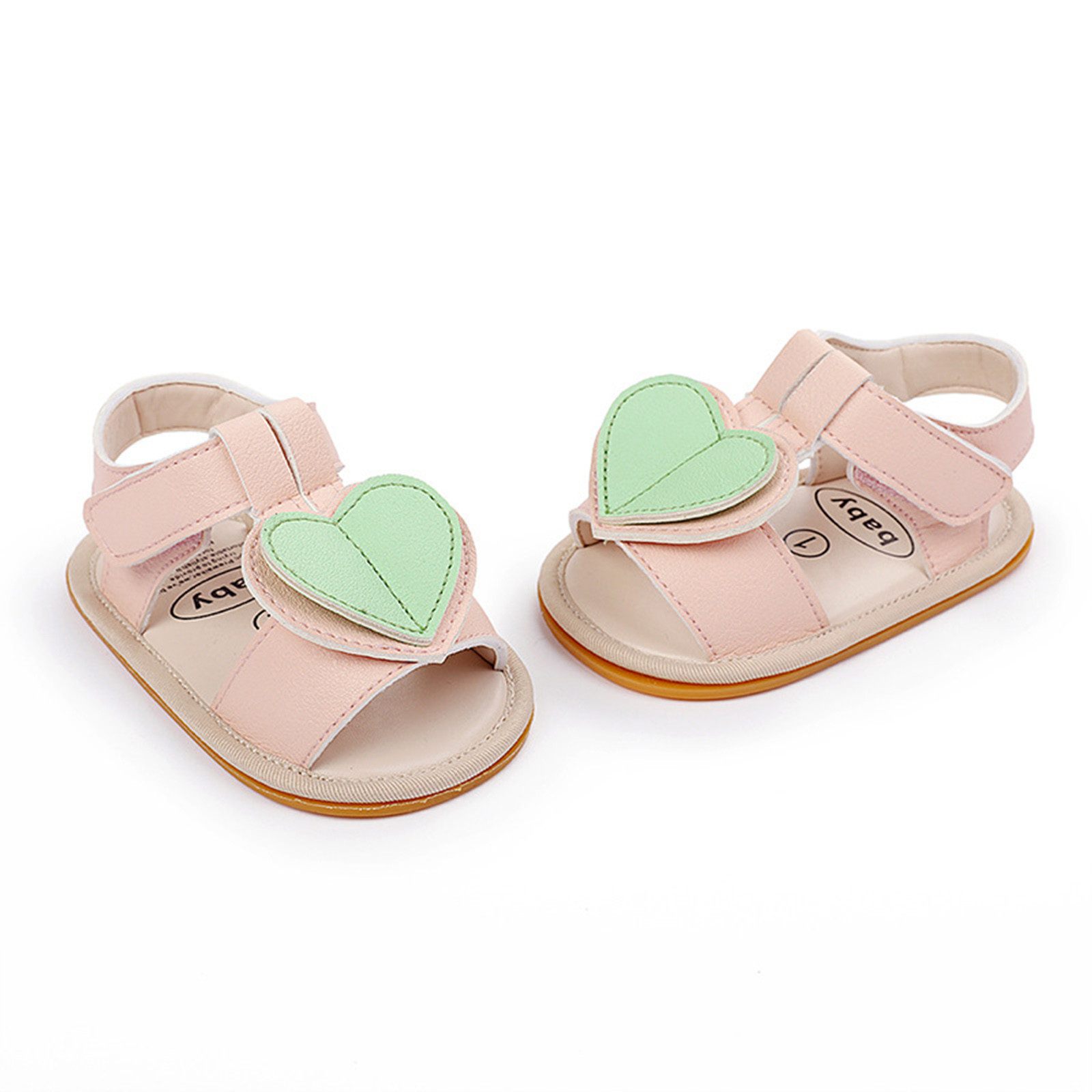 Kawaii Cute Crib Shoes Baby Girls Love Heart Sandals Soft Non-slip Rubber Sole Flat Walking Shoes Sandals Prewalker Zapatos