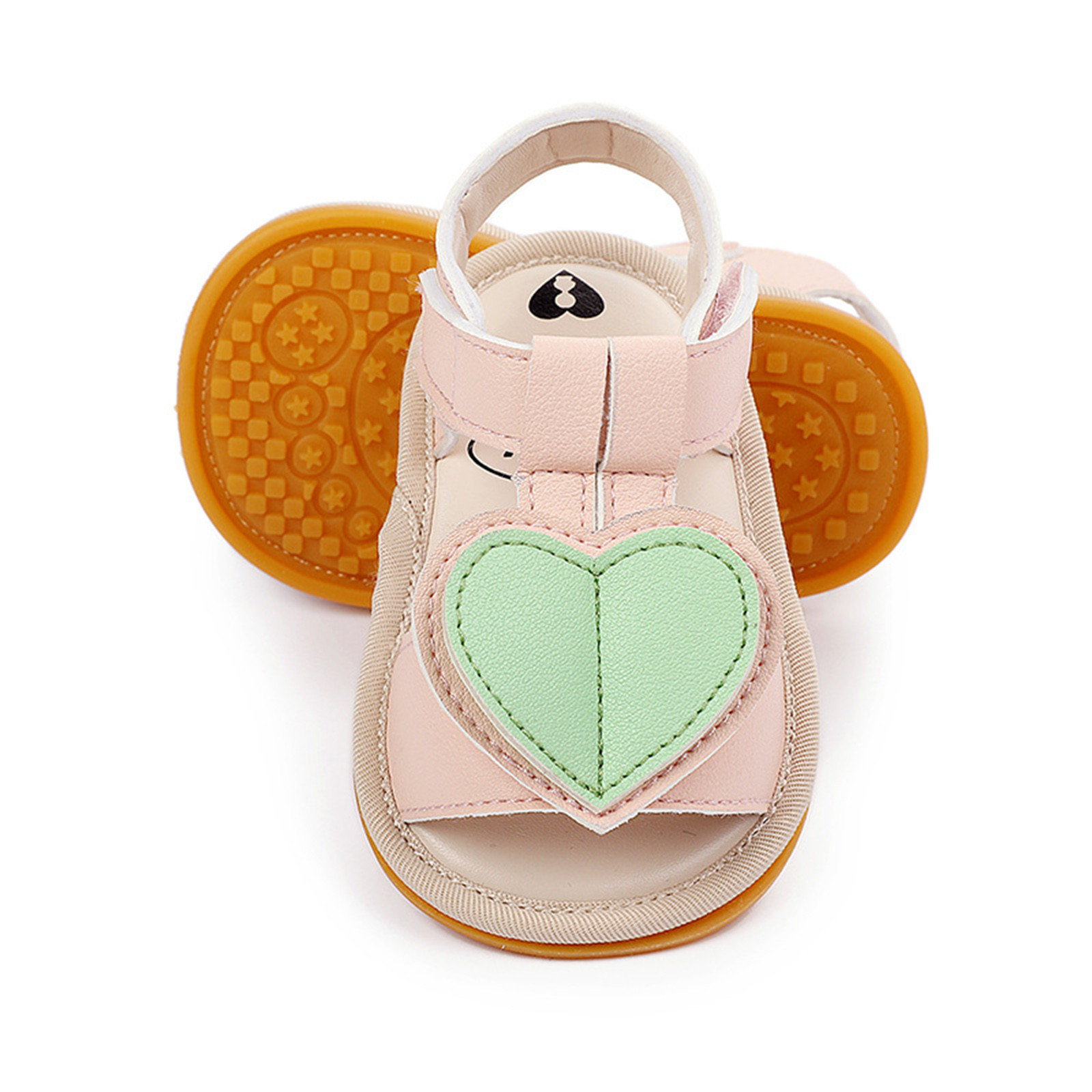 Kawaii Cute Crib Shoes Baby Girls Love Heart Sandals Soft Non-slip Rubber Sole Flat Walking Shoes Sandals Prewalker Zapatos