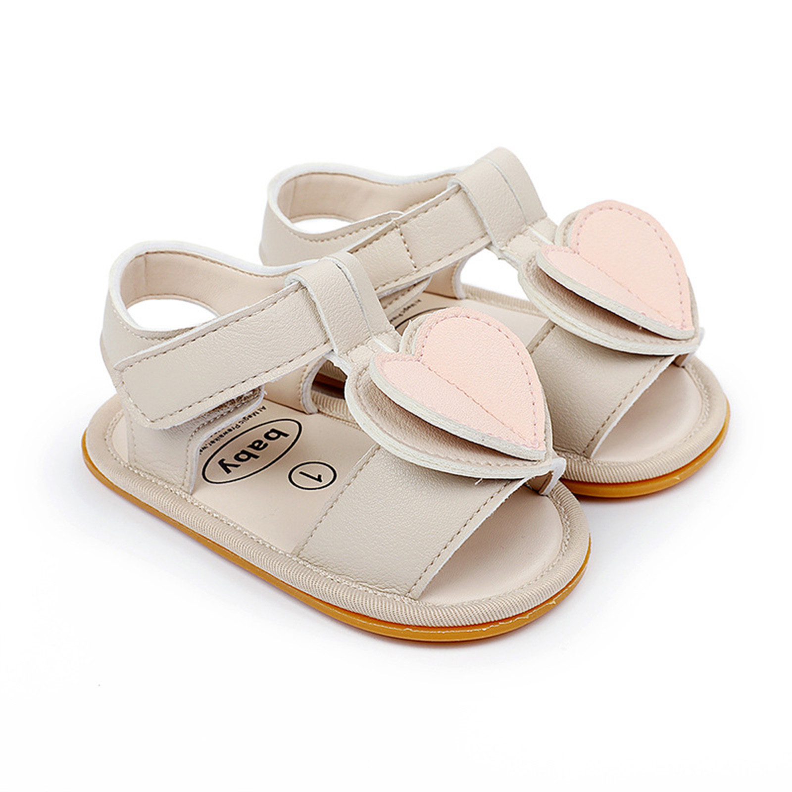 Kawaii Cute Crib Shoes Baby Girls Love Heart Sandals Soft Non-slip Rubber Sole Flat Walking Shoes Sandals Prewalker Zapatos