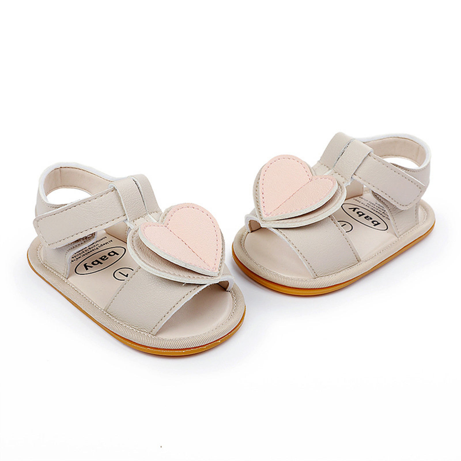 Kawaii Cute Crib Shoes Baby Girls Love Heart Sandals Soft Non-slip Rubber Sole Flat Walking Shoes Sandals Prewalker Zapatos